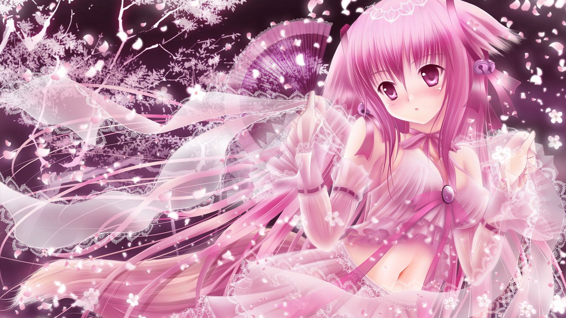 Cute Pink Rose Hair Anime Girl ilustração do Stock | Adobe Stock-demhanvico.com.vn