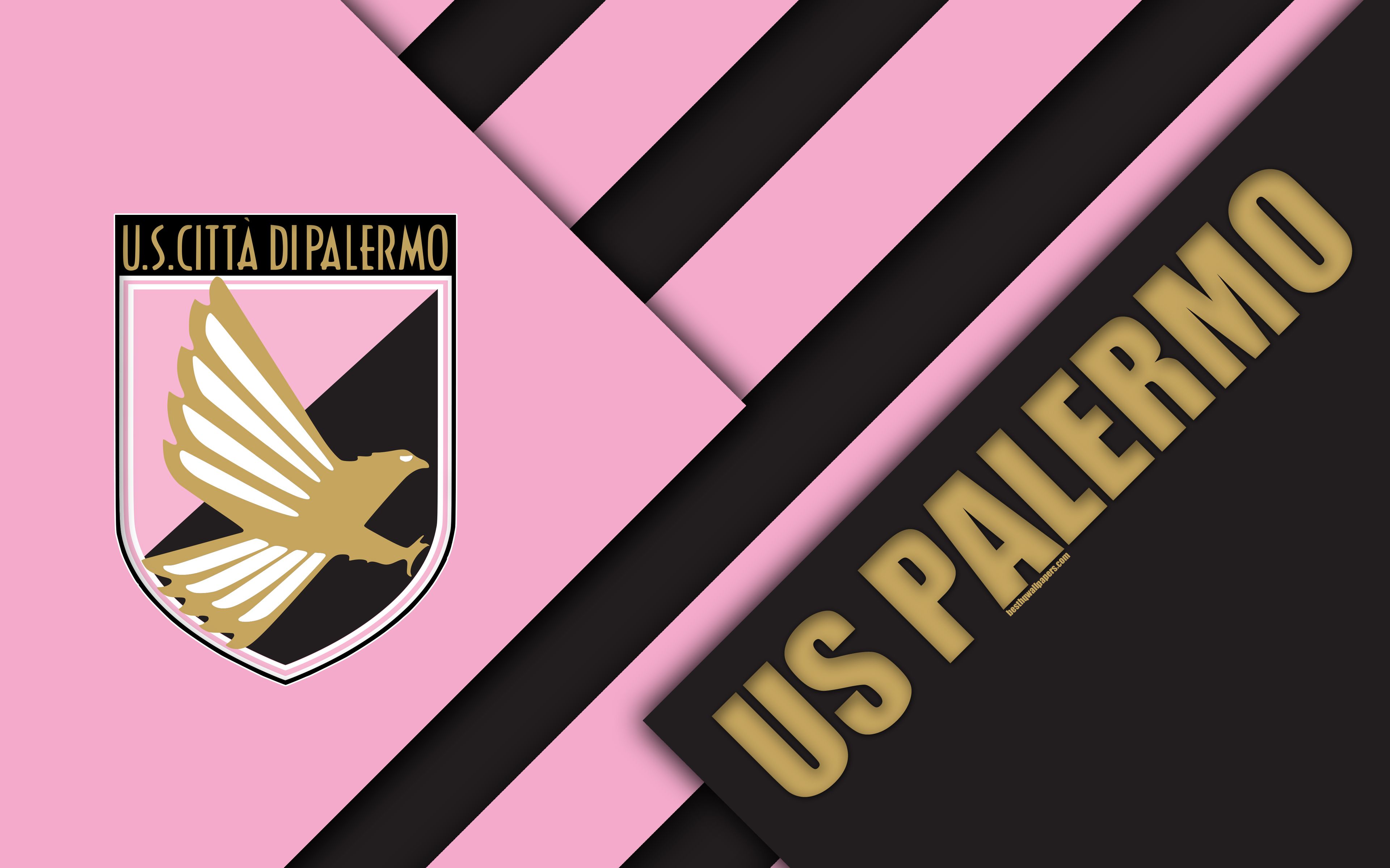 Us Palermo, 4k, Material Design, Logo, Pink Black Abstraction