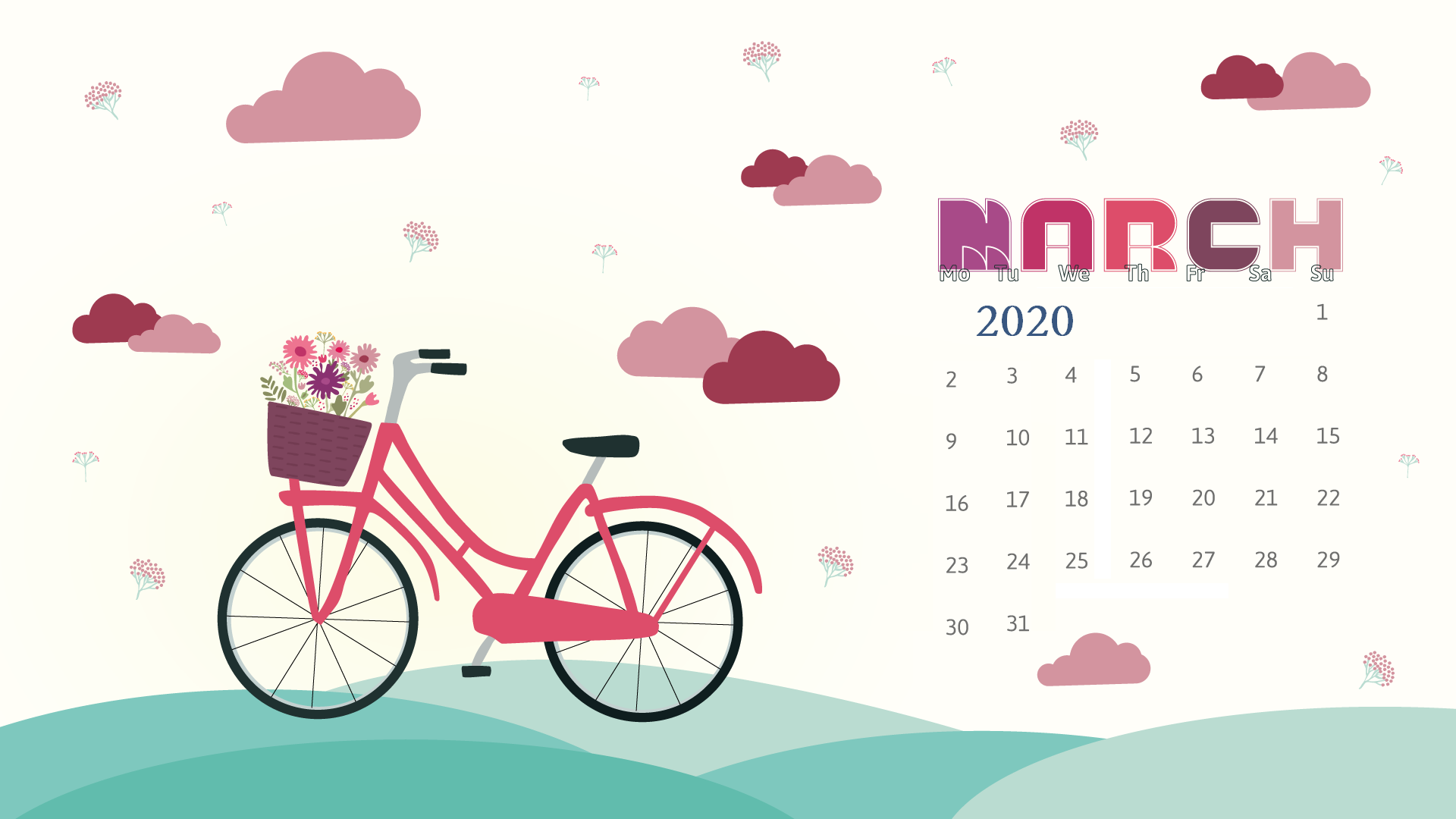 March 2020 Desktop Wallpaper. Calendar wallpaper, Calendar