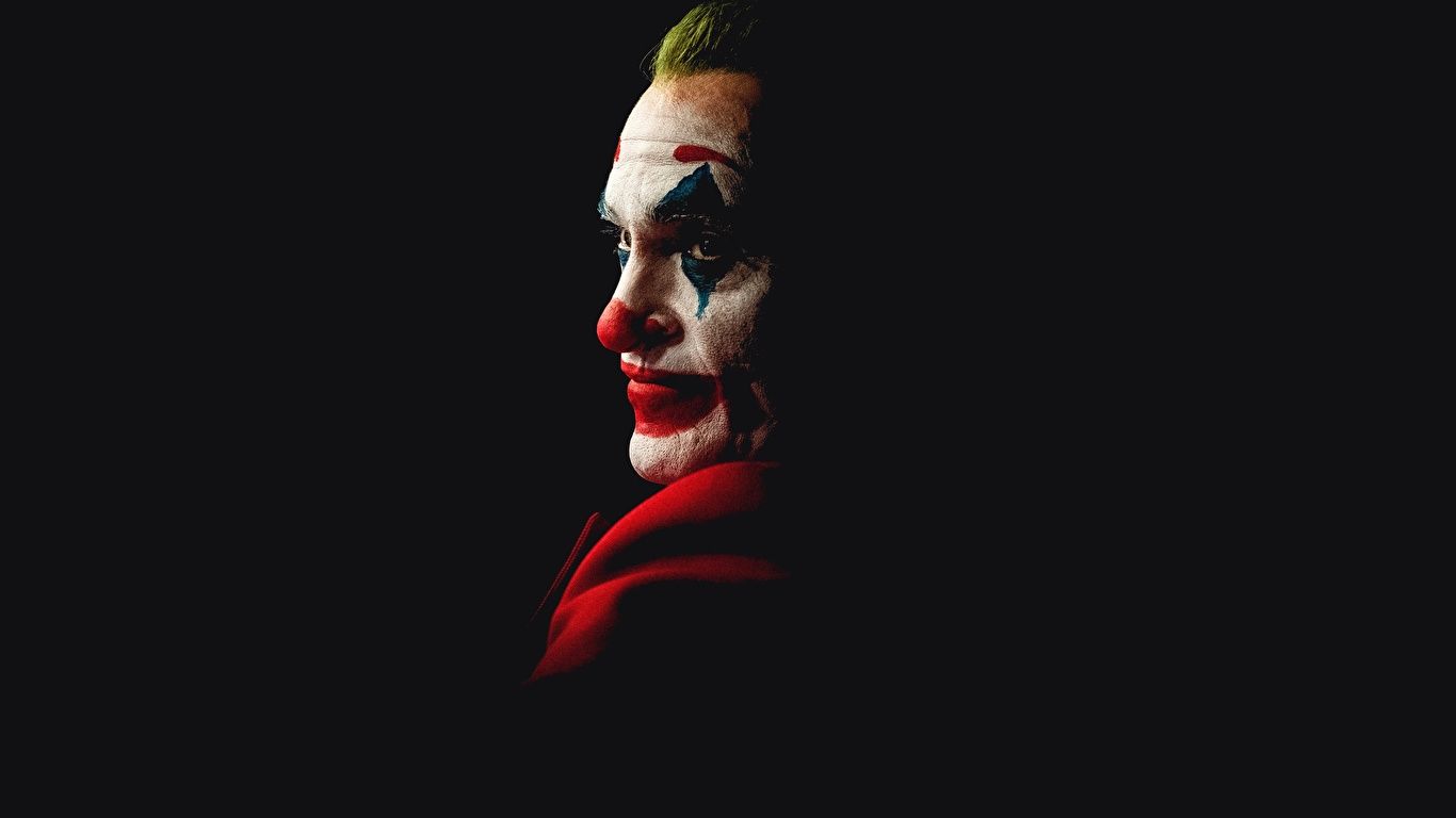 Wallpaper film Joker hero Face Joaquin Phoenix Black 1366x768