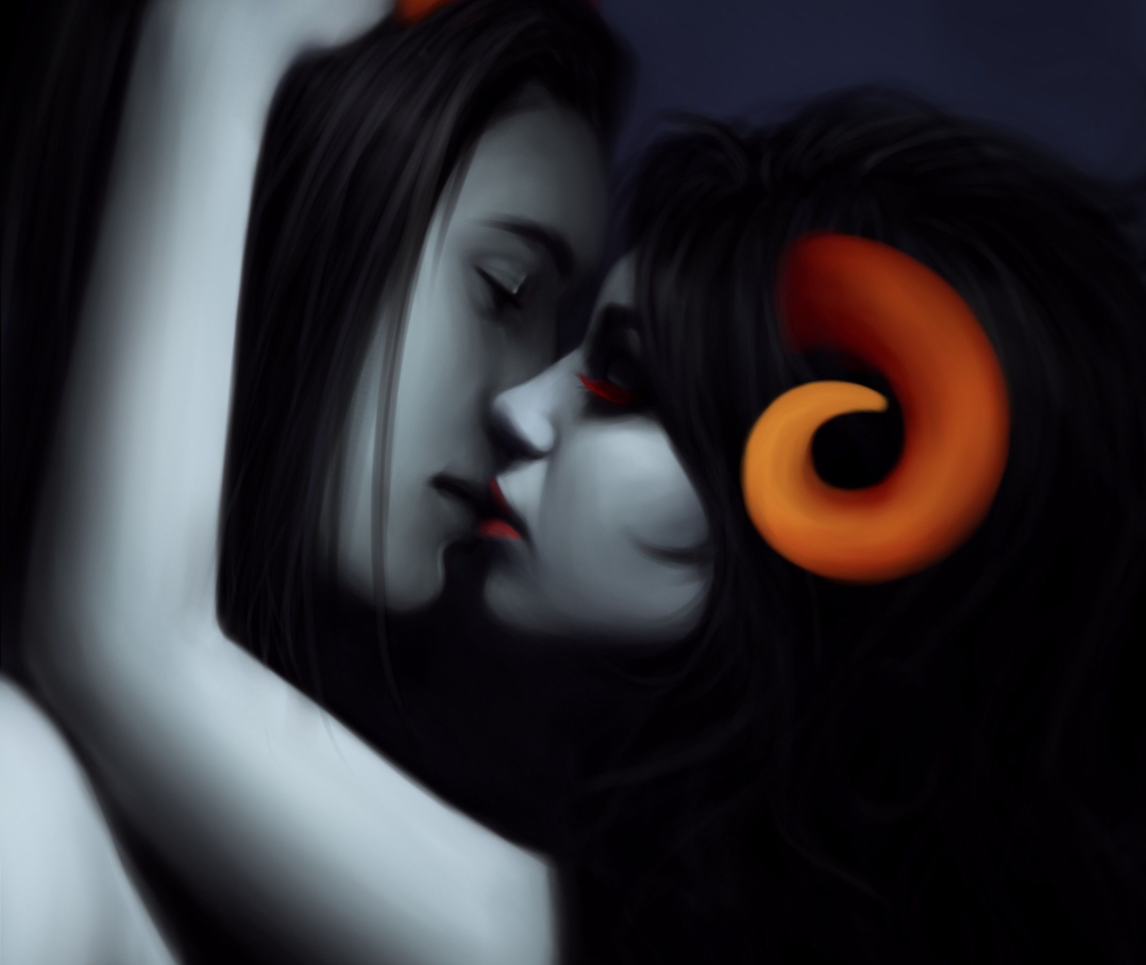 love, Men, Couple, Love, Demon, Horns, Kiss, Fantasy, Girl, Mood