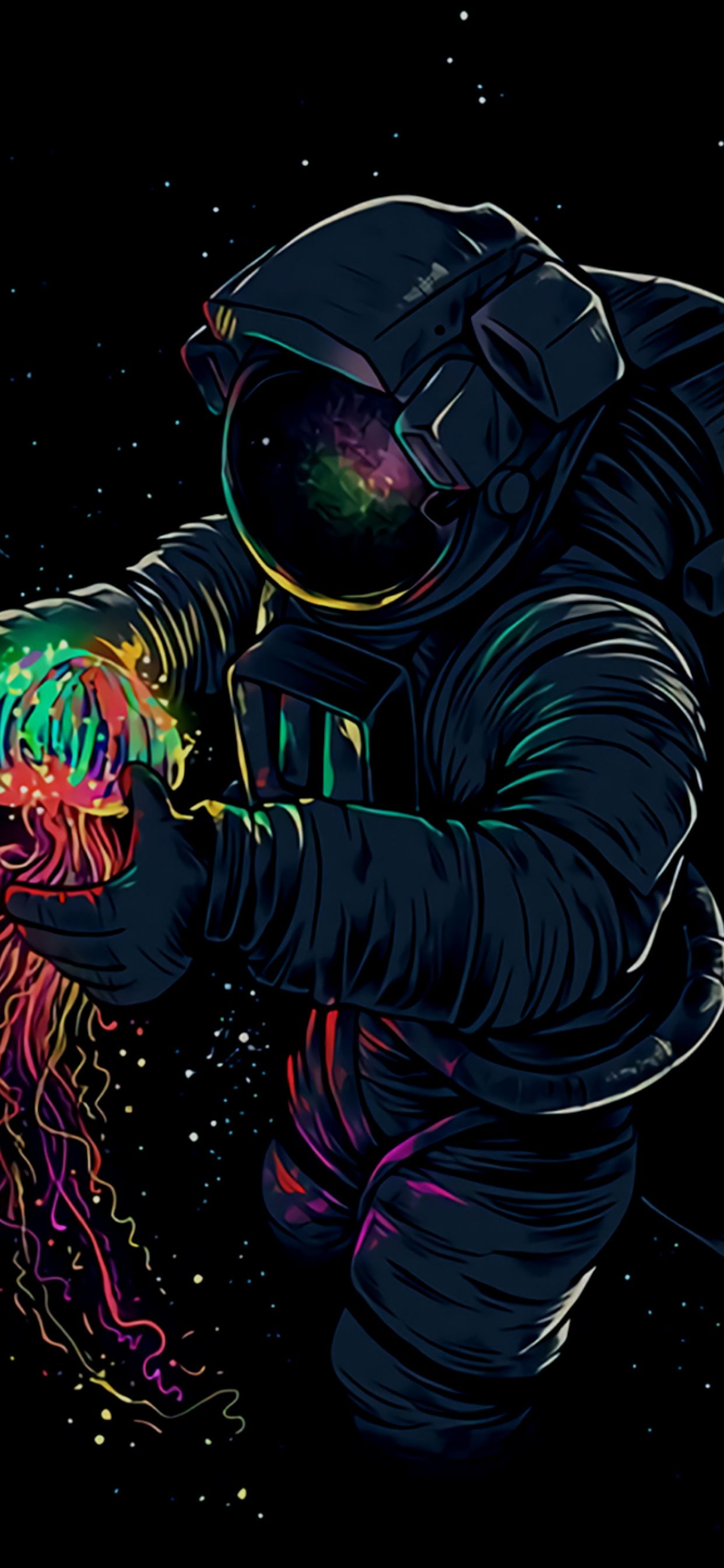 Astronaut With Jellyfish iPhone XS MAX Wallpaper, HD