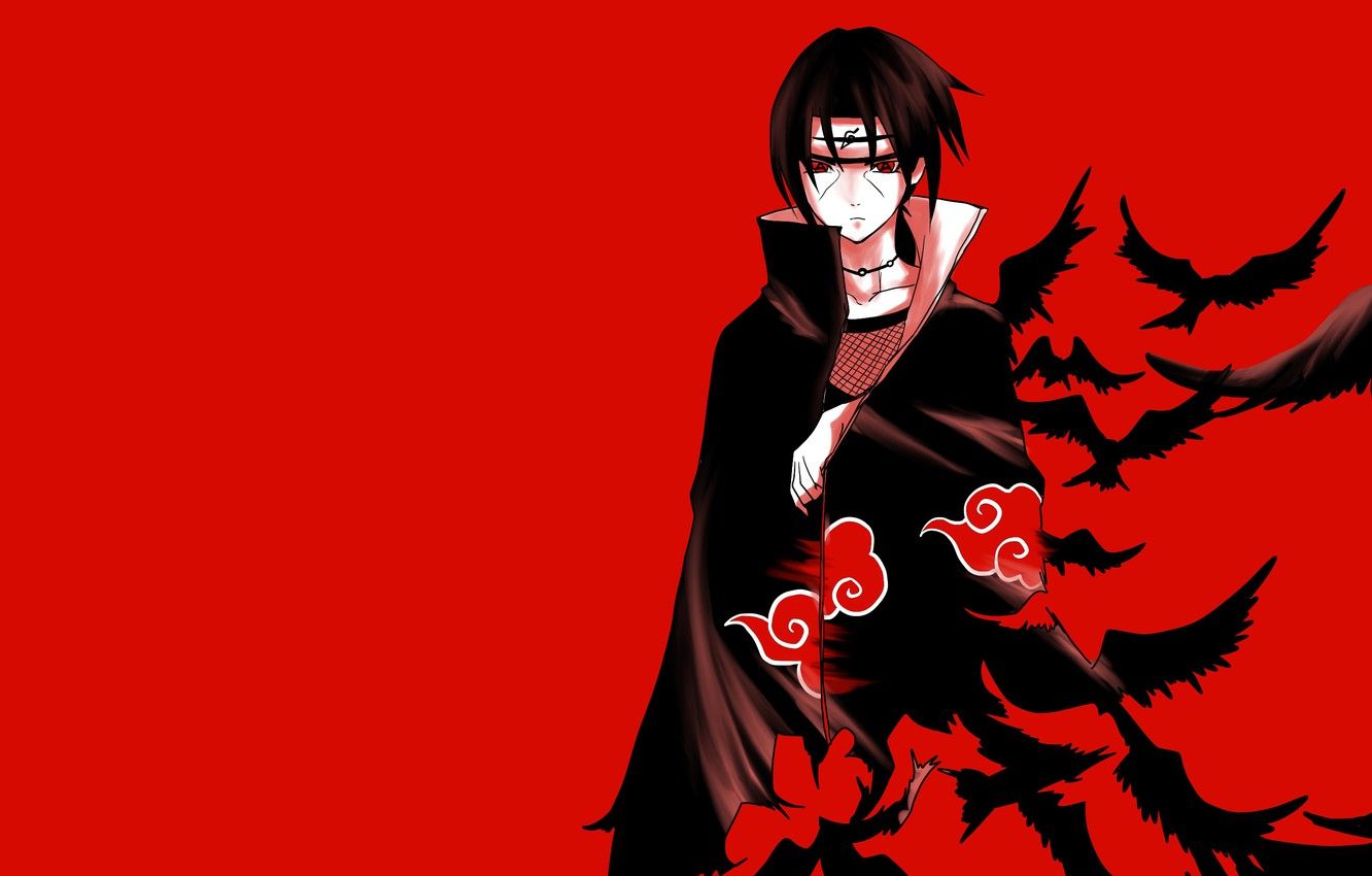 Wallpaper Naruto, Naruto, red background, Uchiha Itachi image