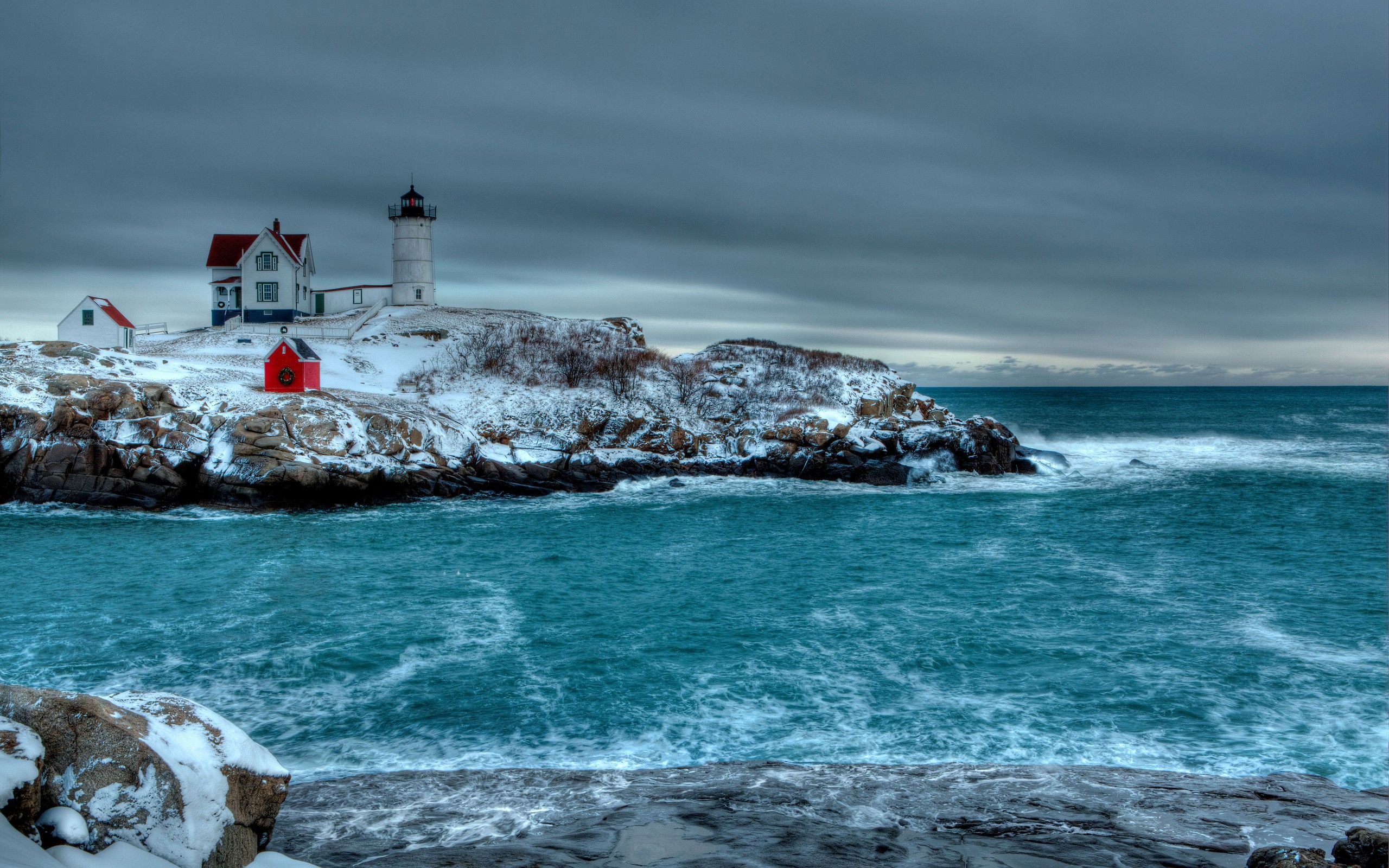 Lighthouse in Winter HD Wallpaper. Background Imagex1600