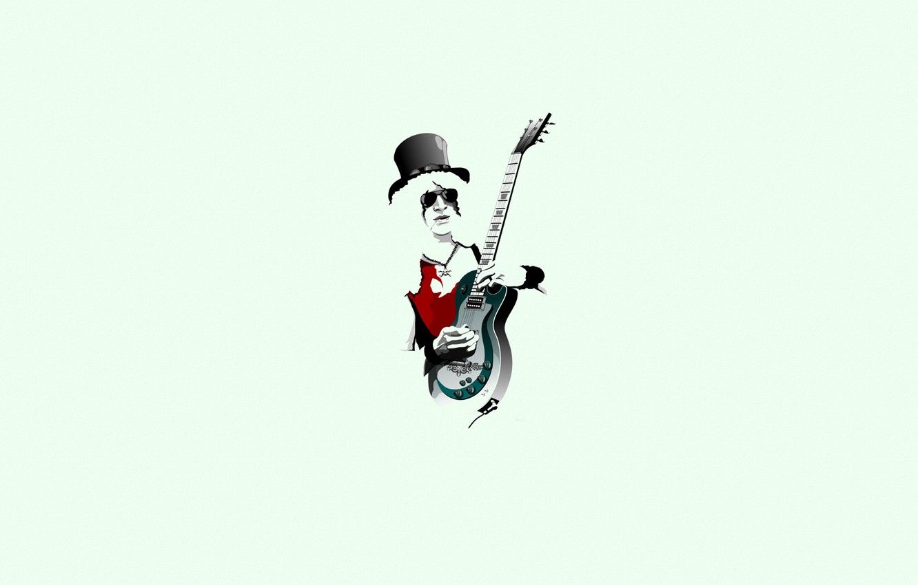 Wallpaper people, guitar, minimalism, hat, glasses, guitarist