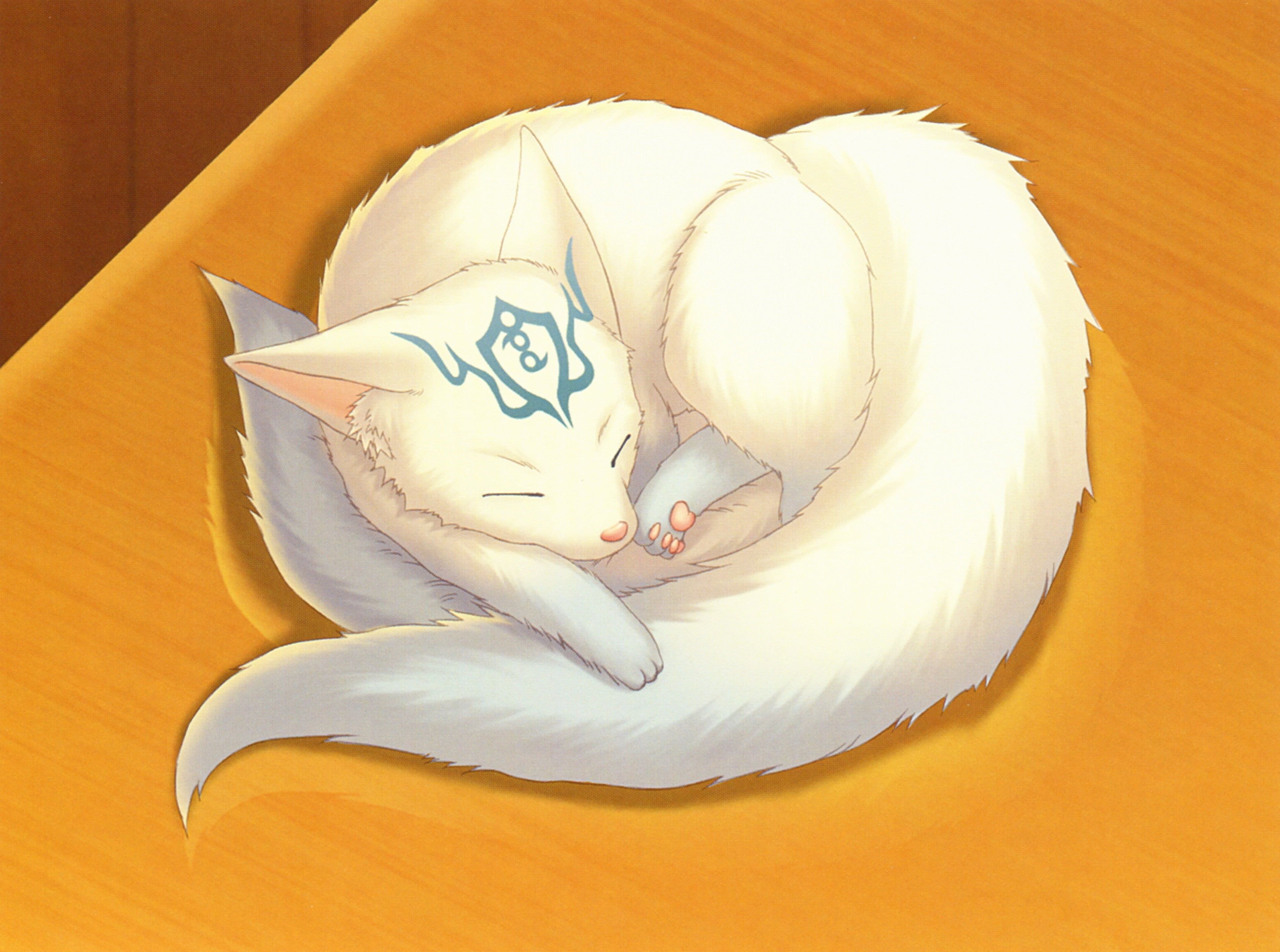 White fox anime illustration HD wallpaper