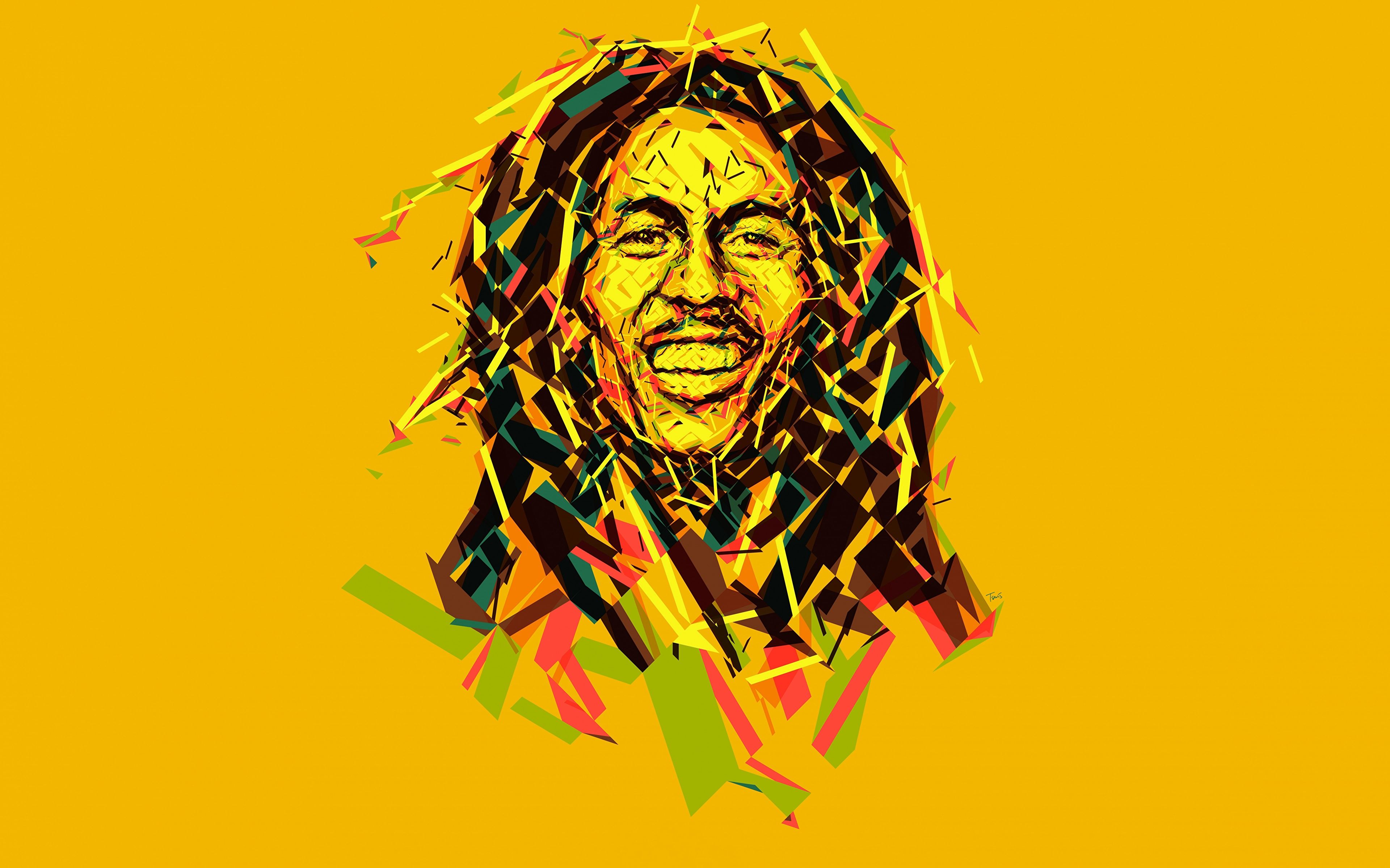 Picture Bob Marley Celebrities Vector Graphics Colored 3840x2400