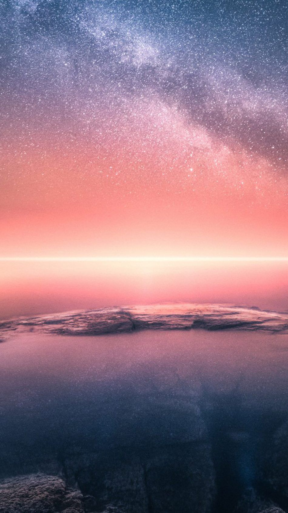 Horizon Sunset Starry Sky Collision Edge. Aesthetic wallpaper