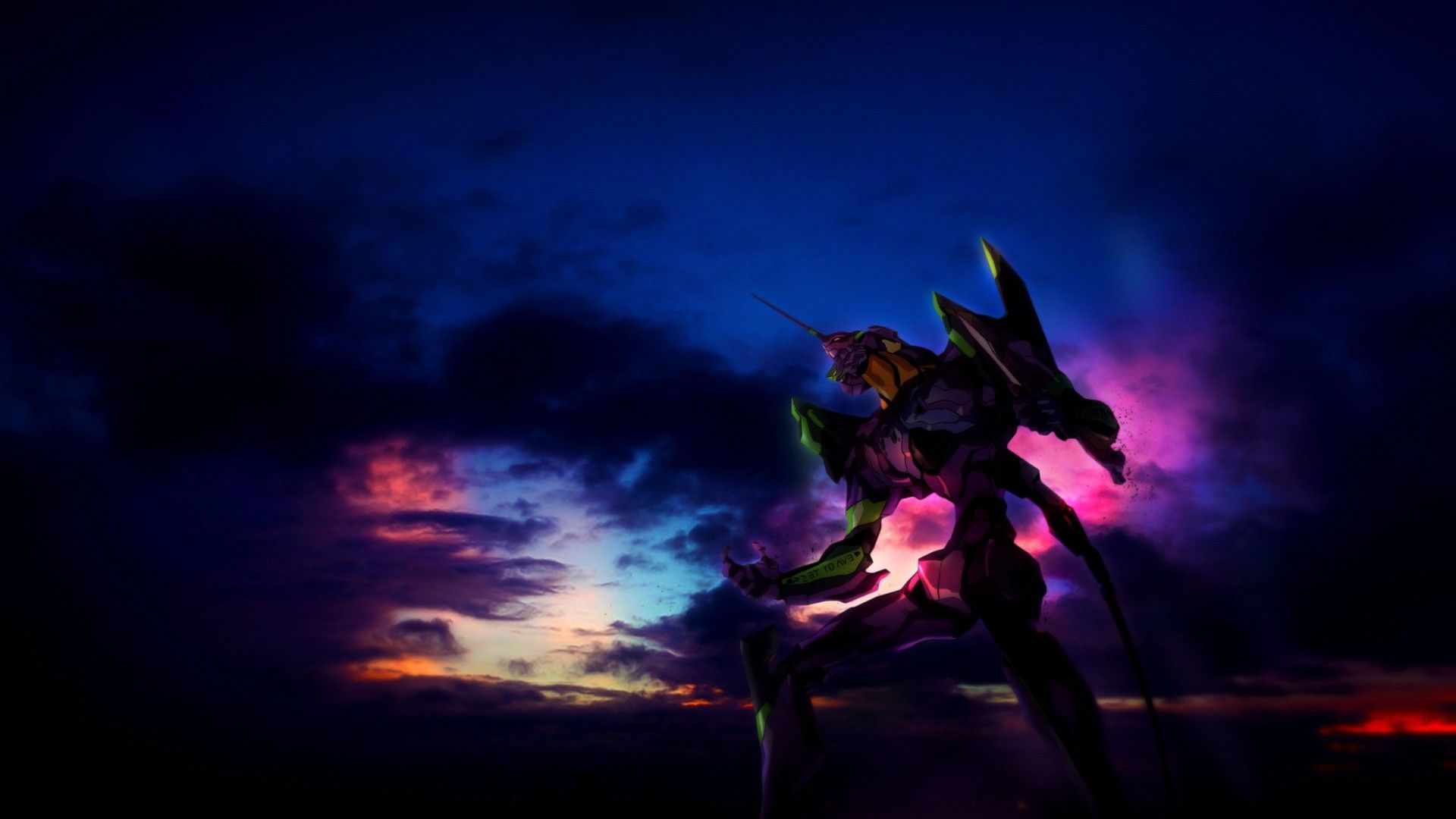 Neon Genesis Evangelion, EVA Unit 01, Clouds, Sky, Anime