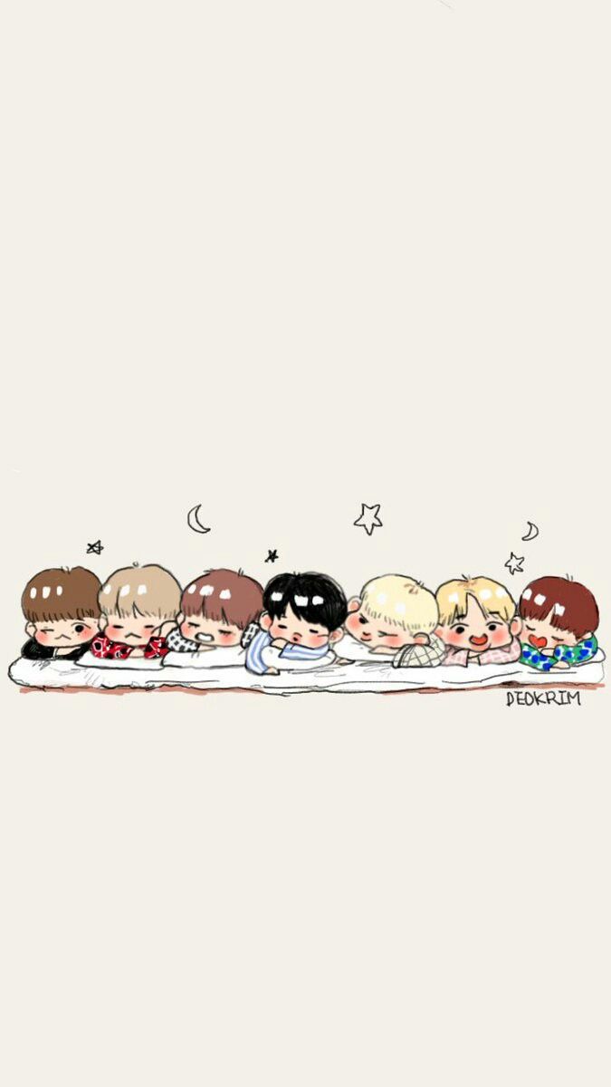 deokrim (twitter), bts chibi fanart. Bts lockscreen, Bts chibi