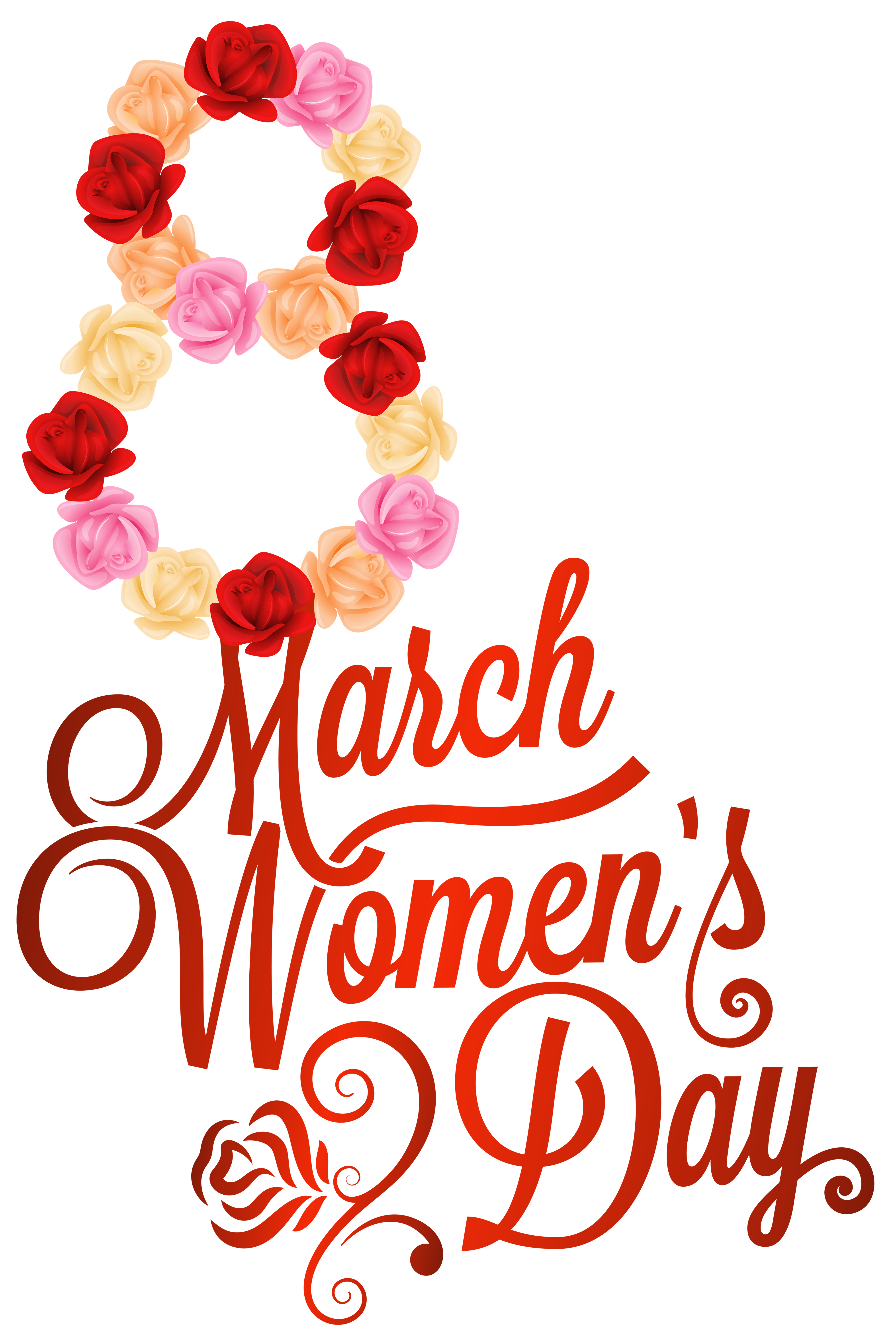 Red 8 March Womens Day PNG Clipart Image