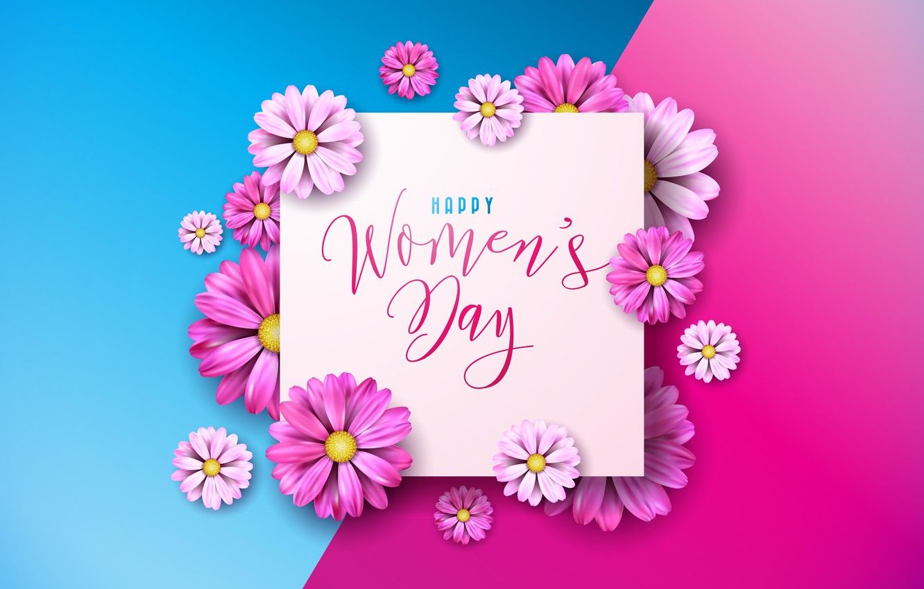 Wallpaper flowers, happy, pink background, March pink, flowers