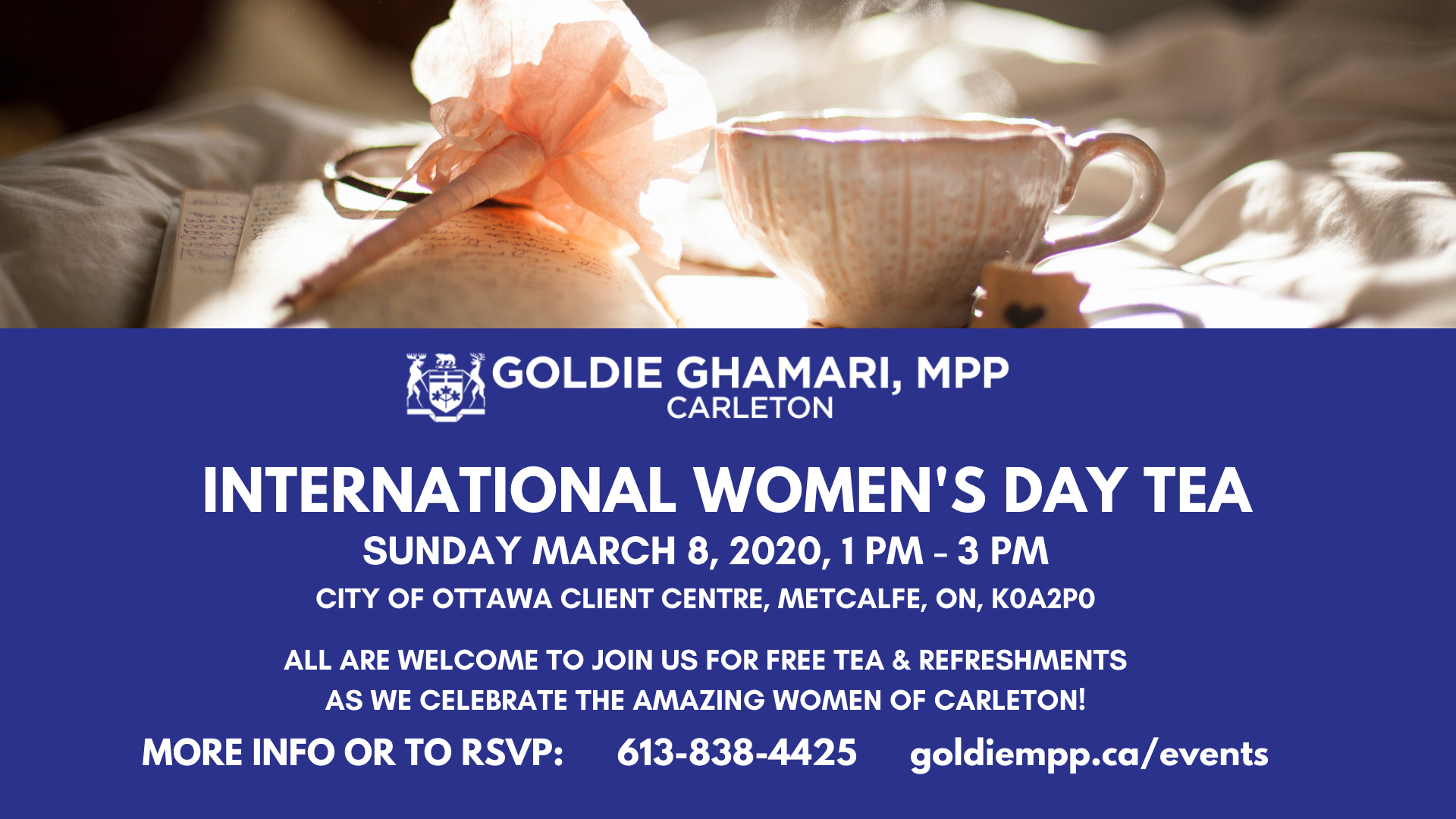 International Women's Day 2020 in Metcalfe. Goldie MPP