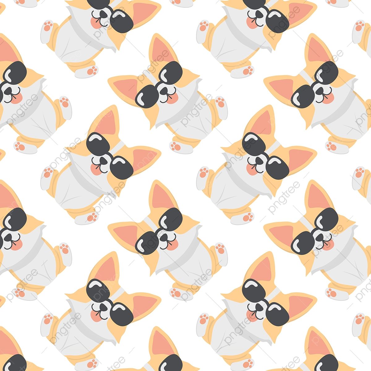 Cute Corgi Dog Pattern Vector Batik, Orange, Cartoon, Wallpaper