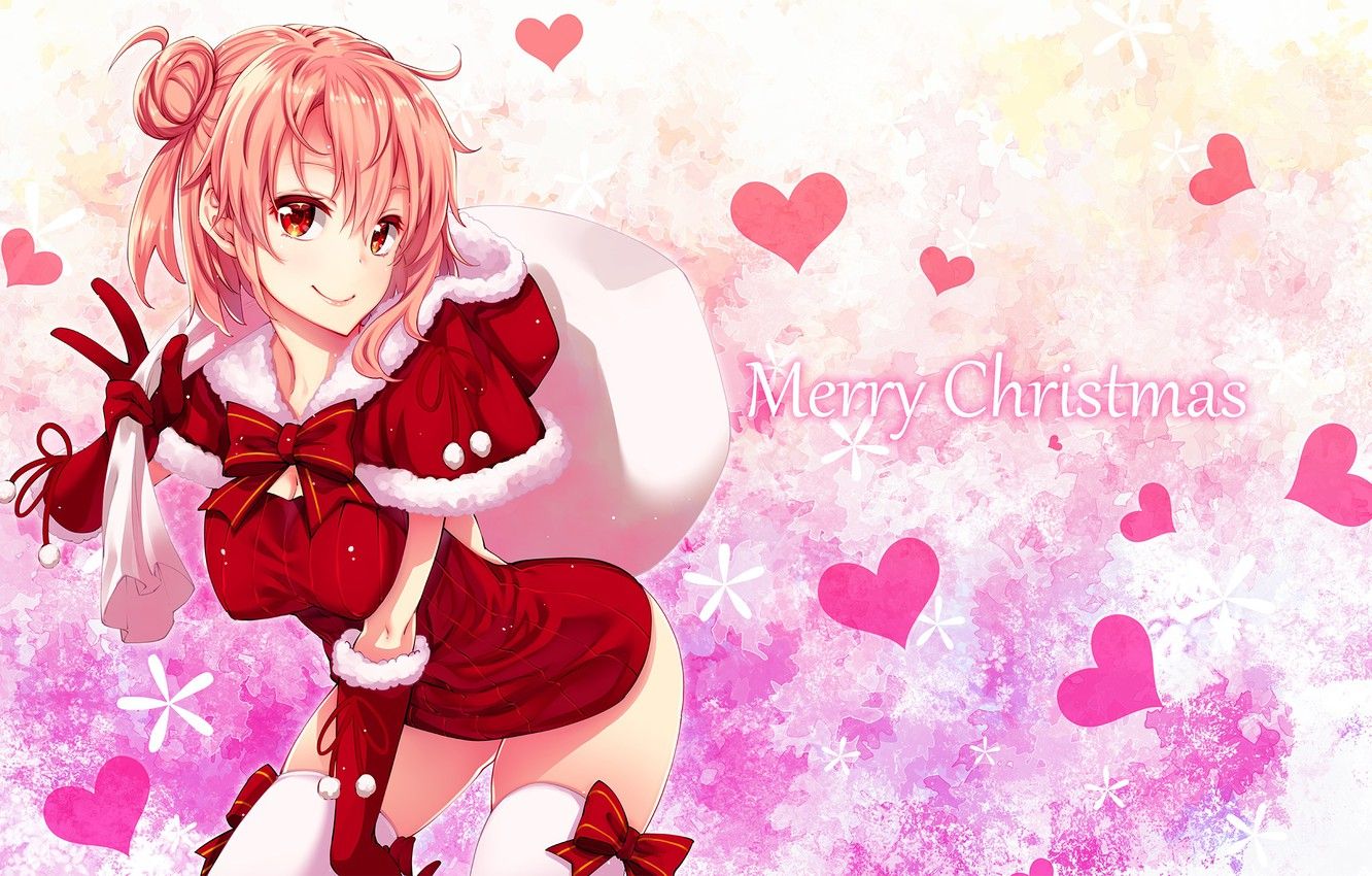 Wallpaper girl, smile, dress, gloves, fur, bag, anime, art