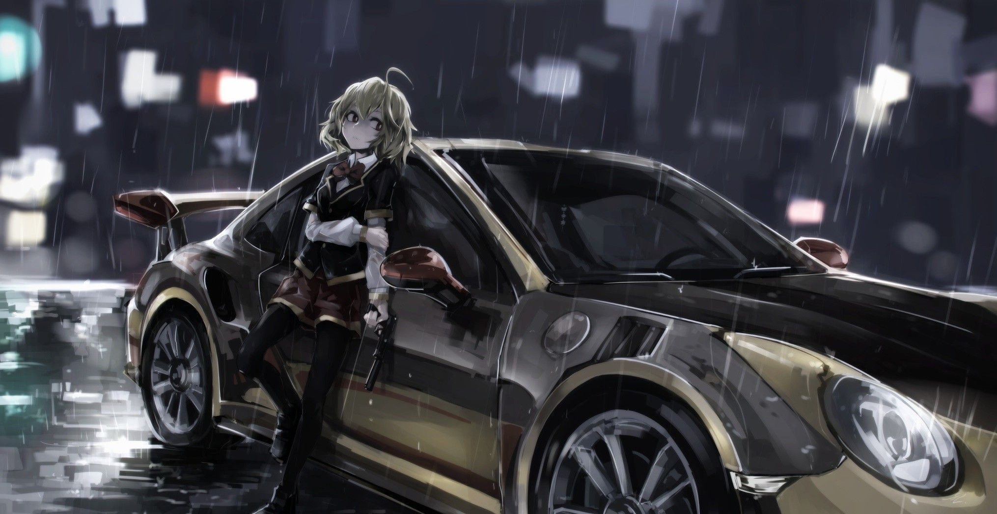 anime, Anime Girls, Car, Porsche, Hashiri Nio, Akuma No Riddle Wallpaper HD / Desktop and Mobile Background