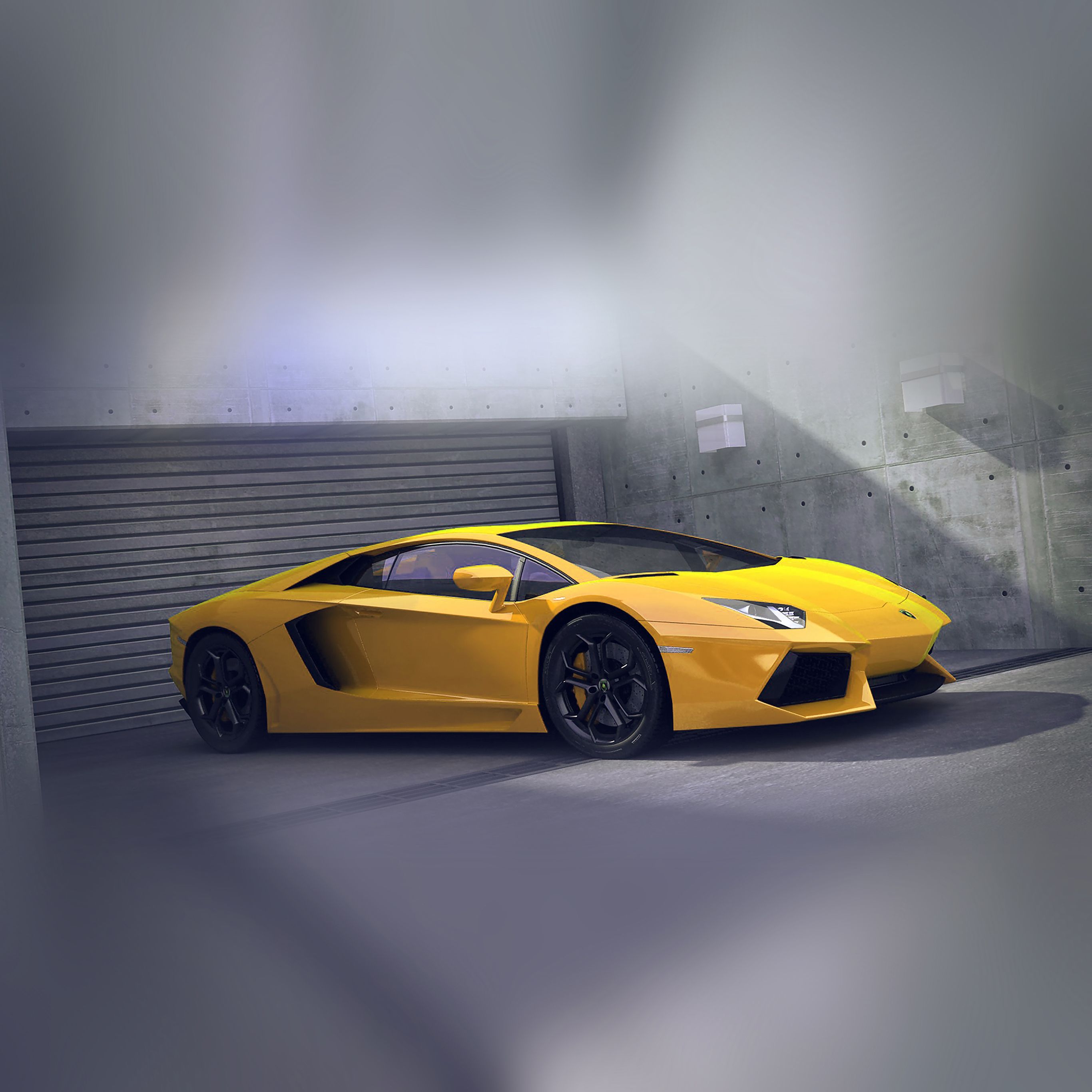 Yellow Lamborghini Parked Car Art