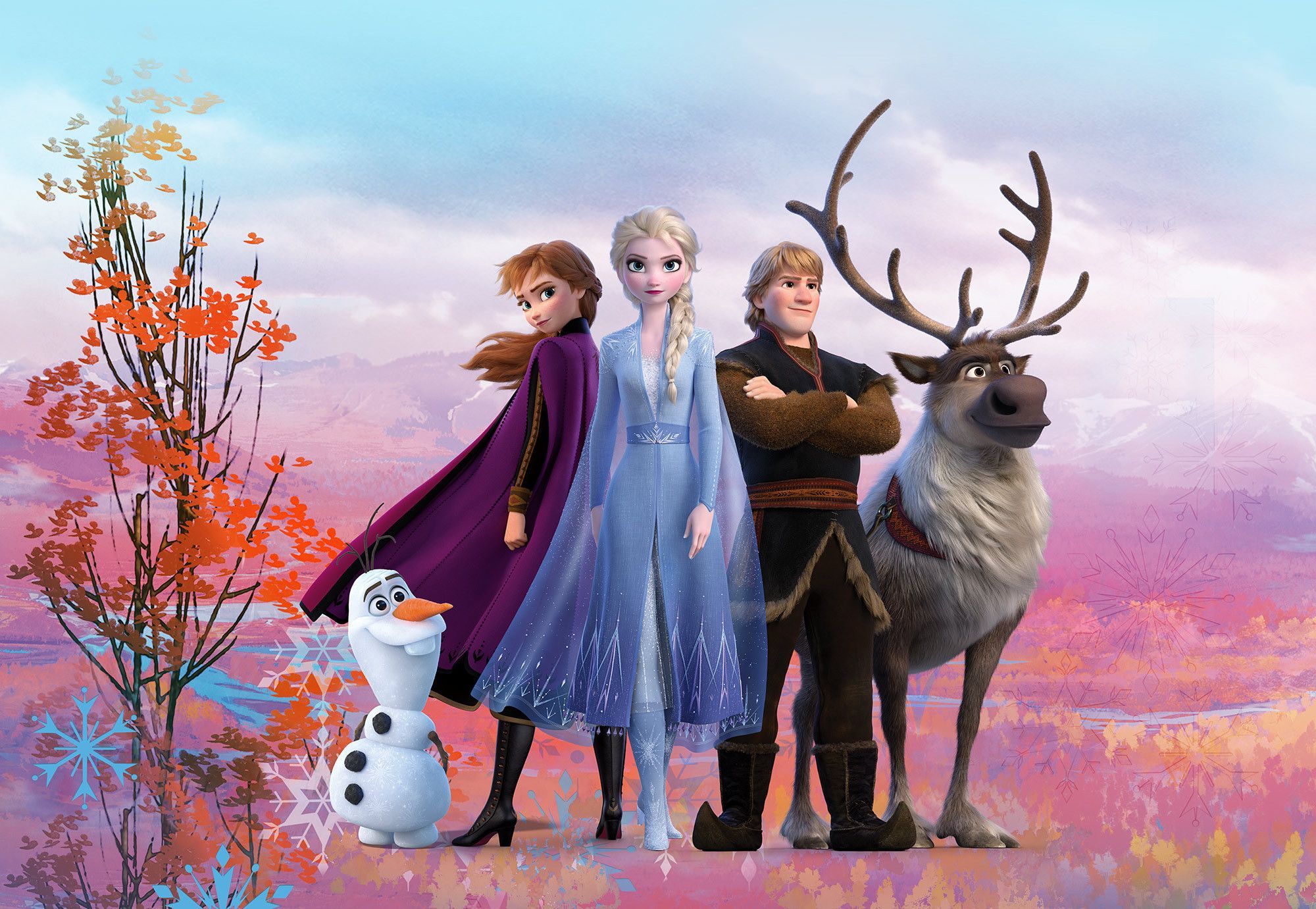 Children's bedroom wallpaper mural Frozen 2 Elsa Anna Disney big