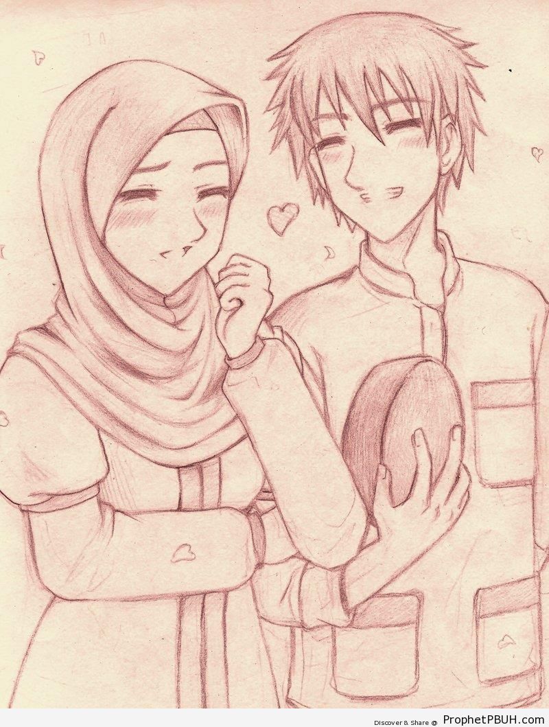 Muslim Couples Pencil Drawings Pencil Shade Muslim Couple Pics