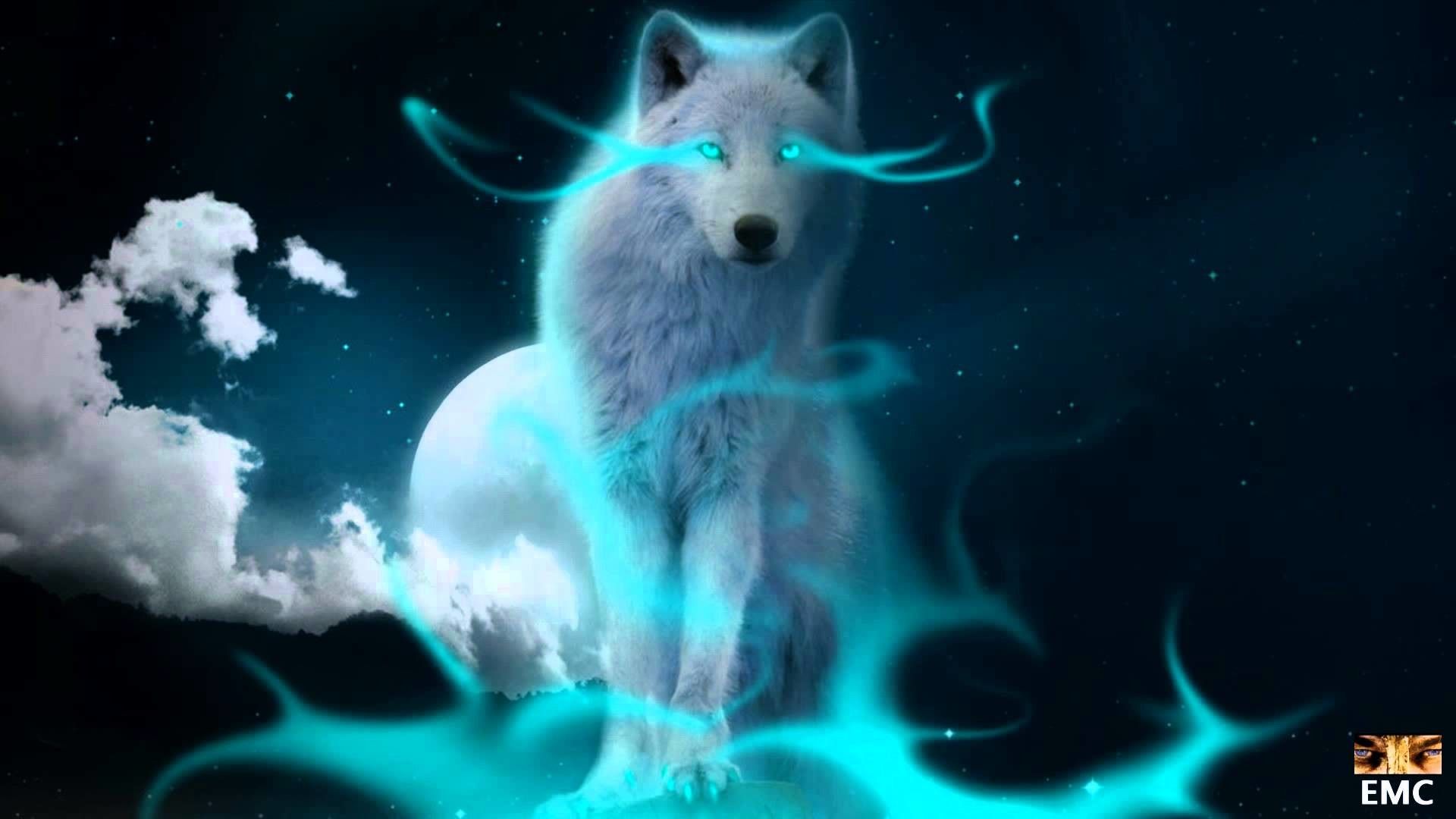 Blue Flame Wolf Wallpaper