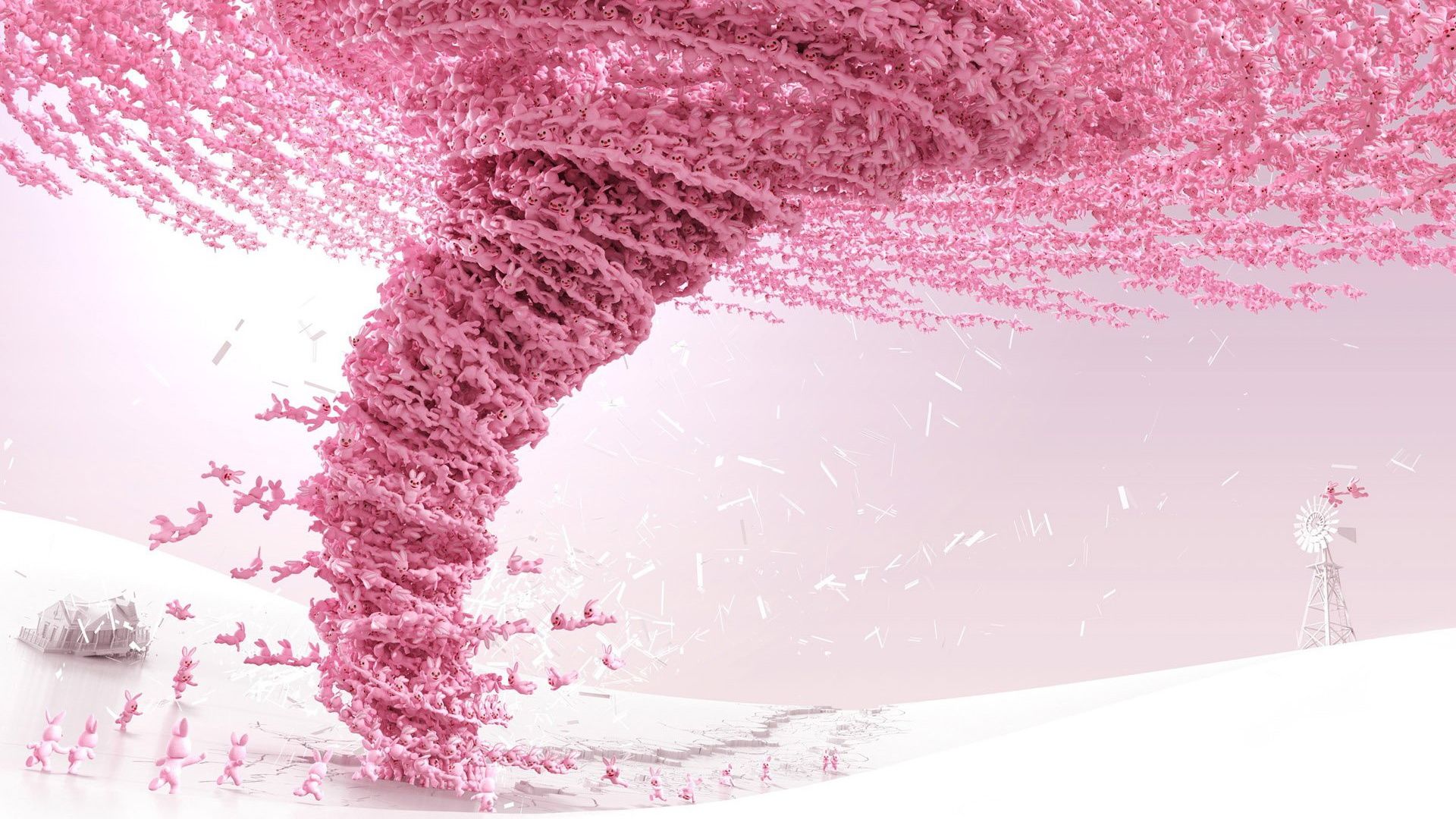 Pink Rabbits Tornado Abstract Desktop Wallpaper