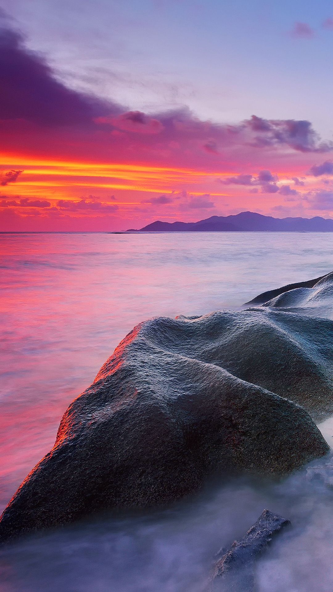 Rocks Beach Sunset iPhone 6 Plus Wallpaper, Download