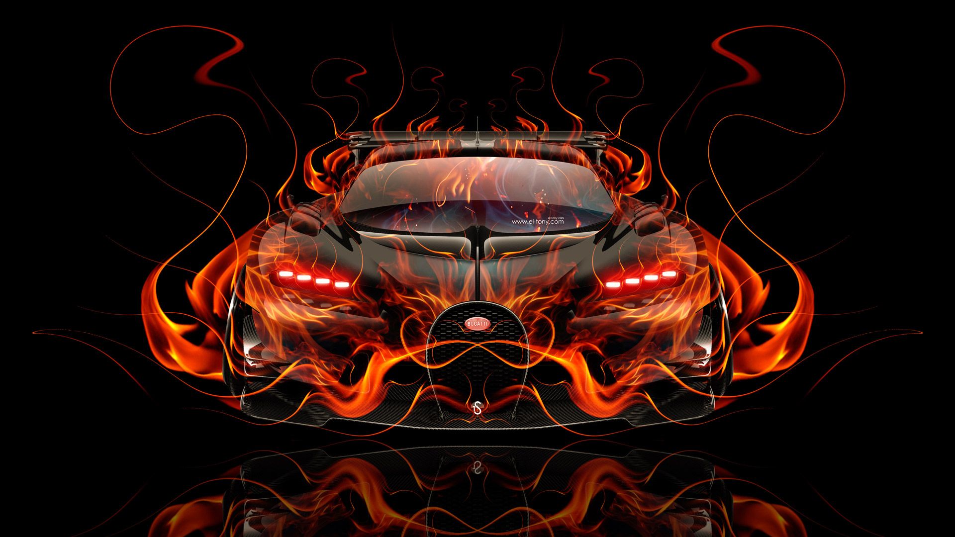 Bugatti Car Red Fire