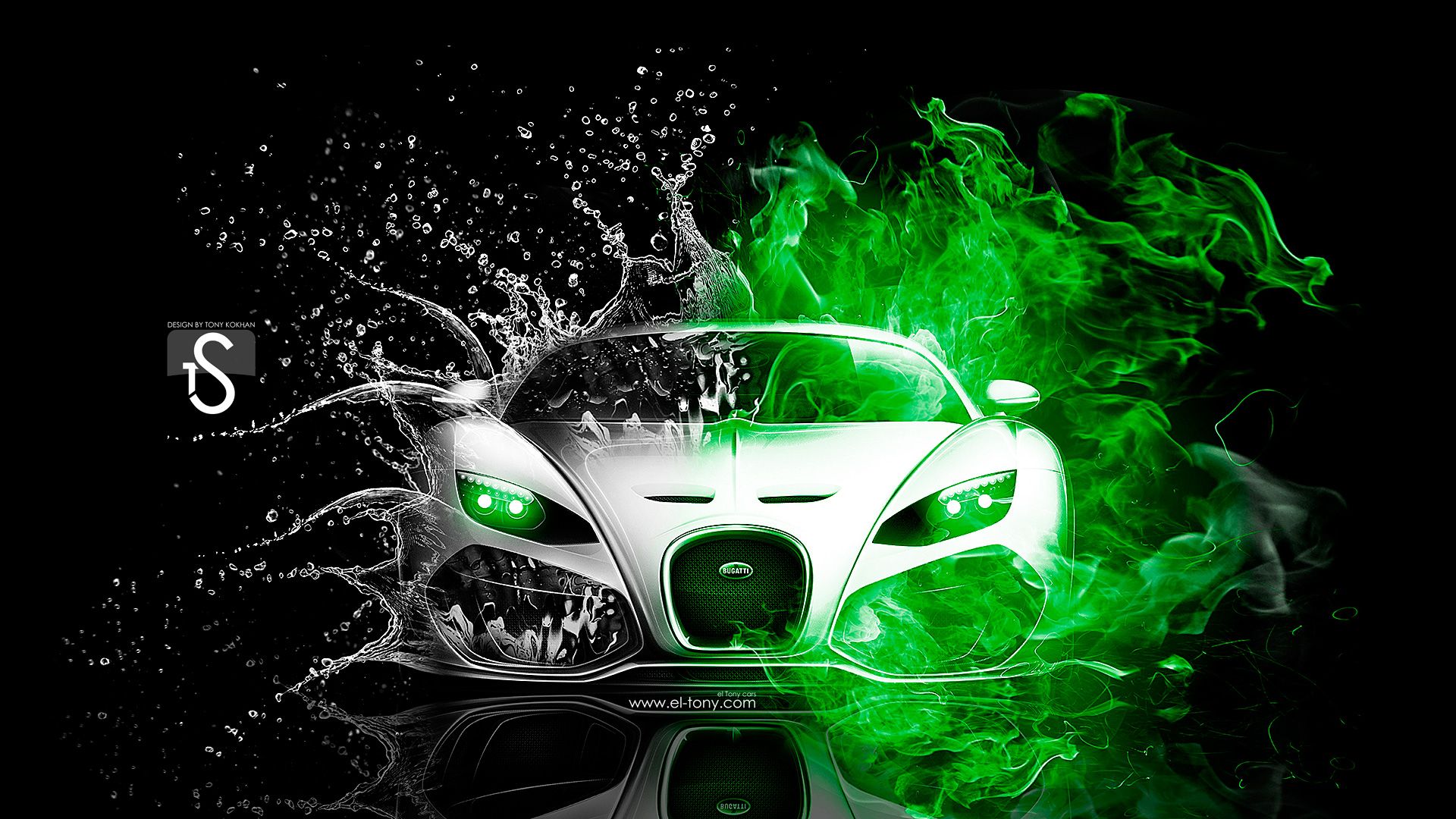 Free download Bugatti Green Fire Water Abstract Mix 2013 HD