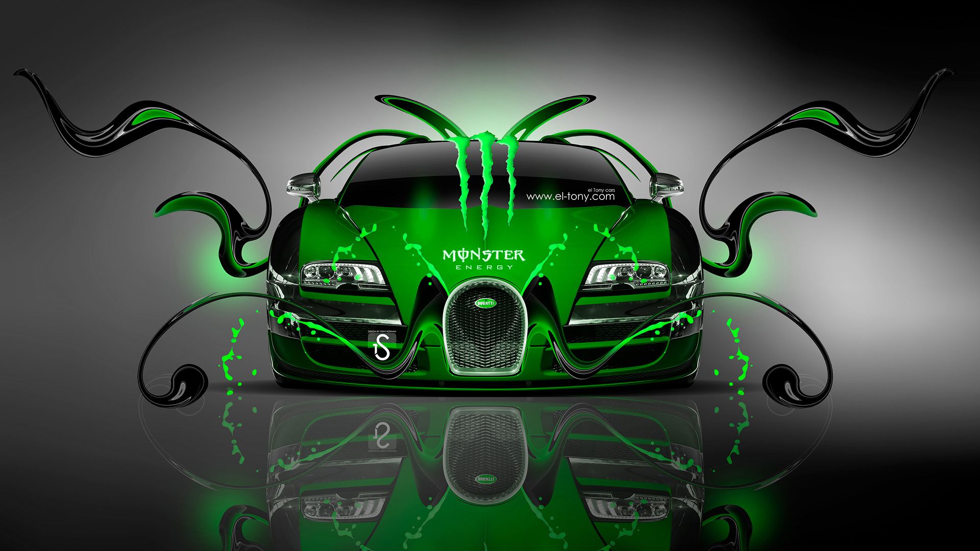 Free download Monster Energy Bugatti Veyron Front Green Plastic
