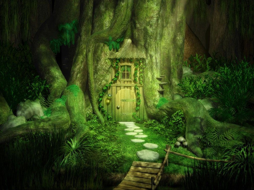 Forest Fairy Home art tree forest house painting illustration