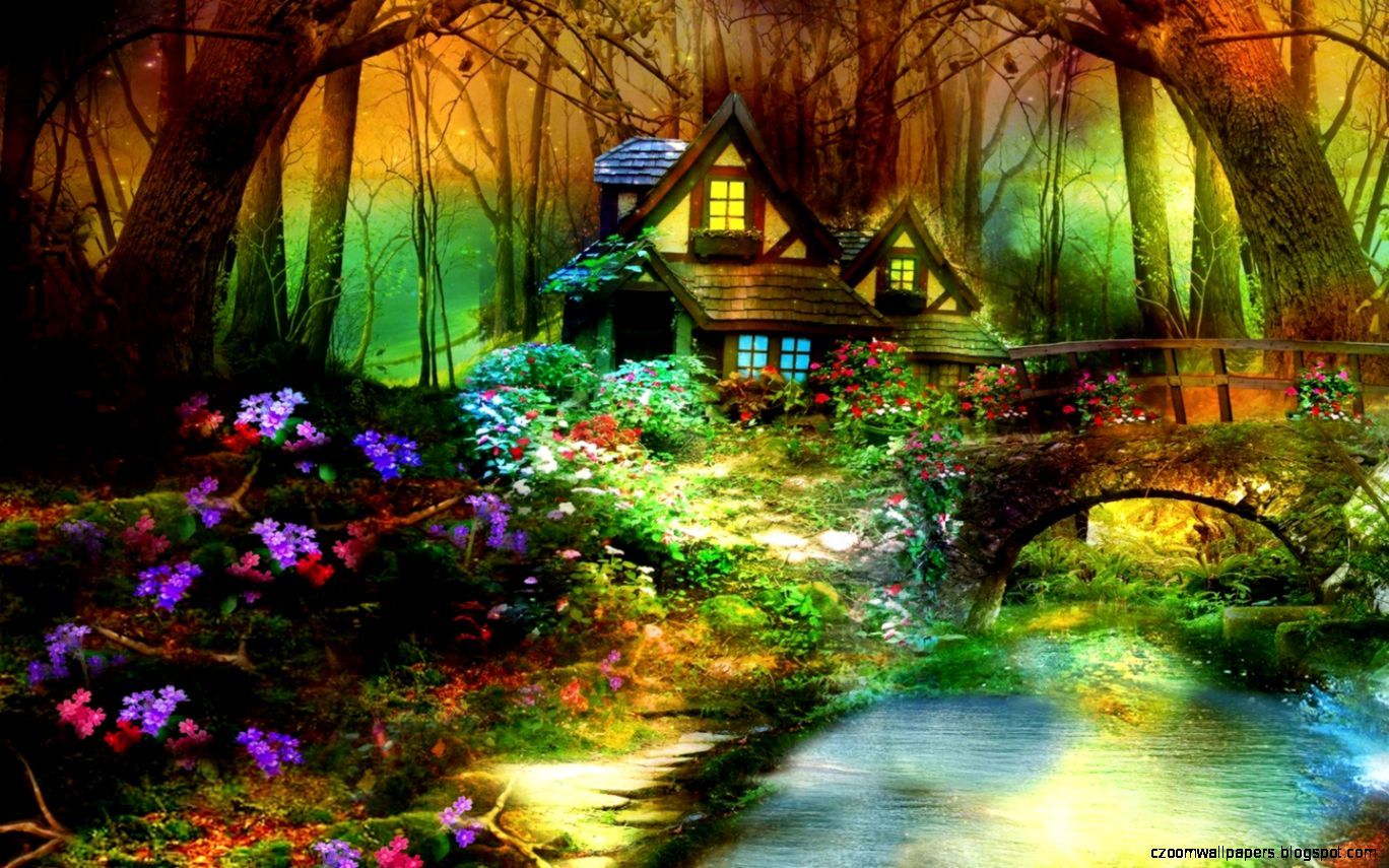 enchanted forest with fairies wallpaper