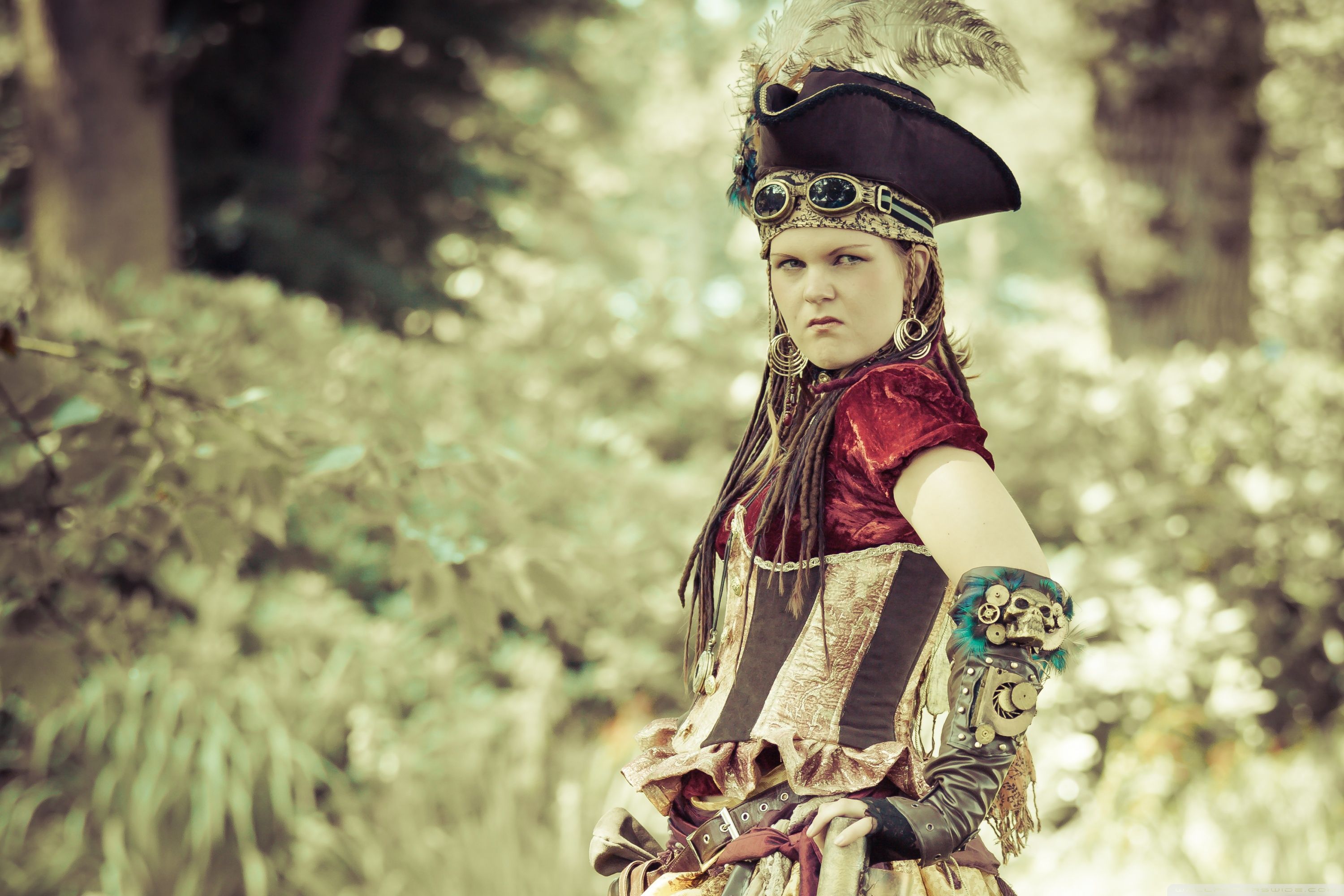 Steampunk Pirate Girl Ultra HD Desktop Background Wallpaper for 4K