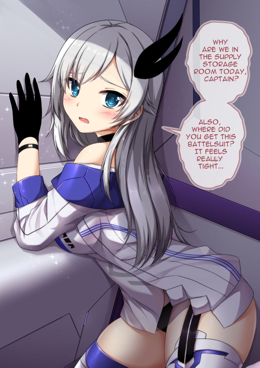 Safebooru bangs bare shoulders black gloves black panties