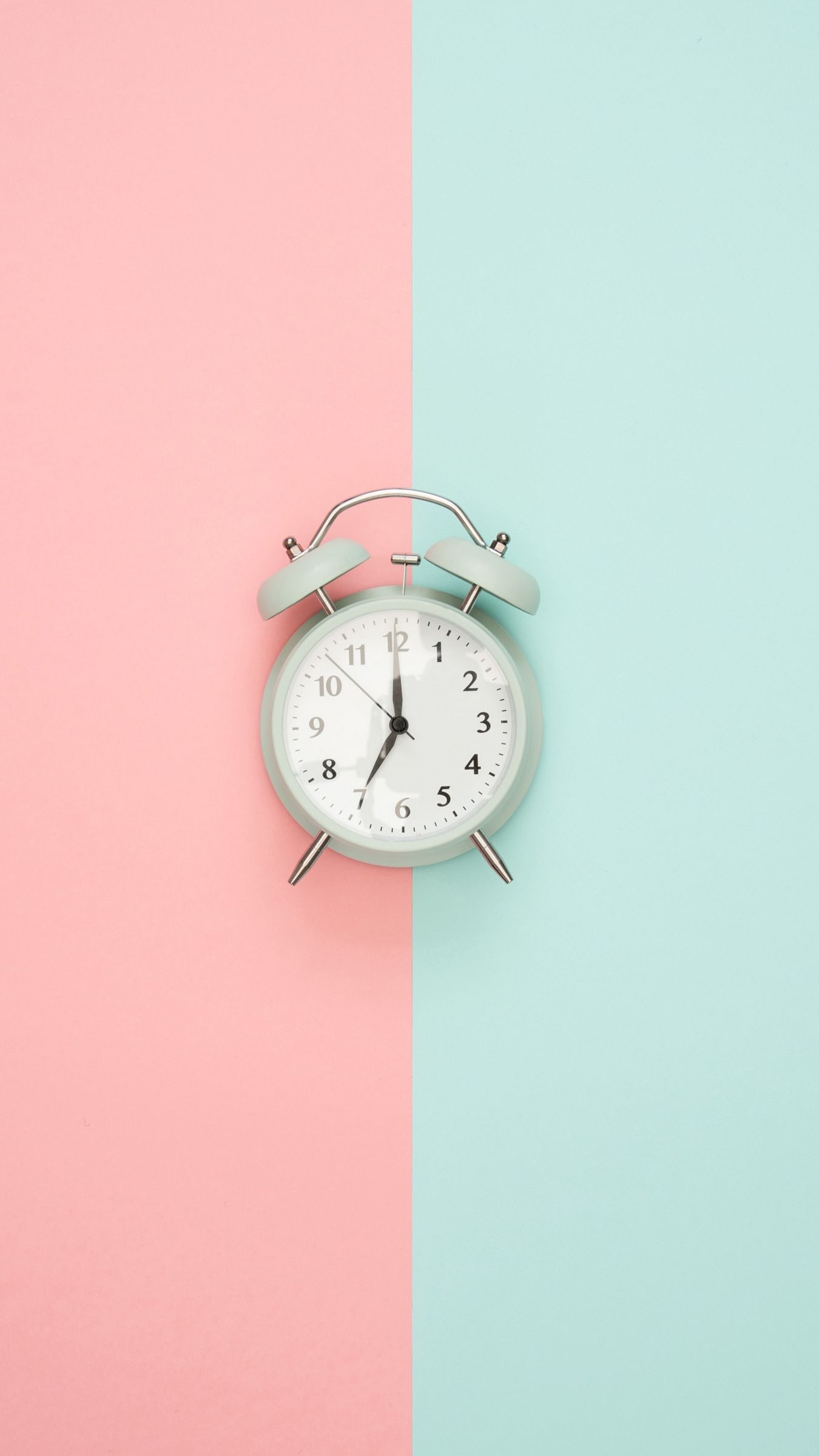 Download wallpaper 1350x2400 alarm clock, minimalism, pink, pastel