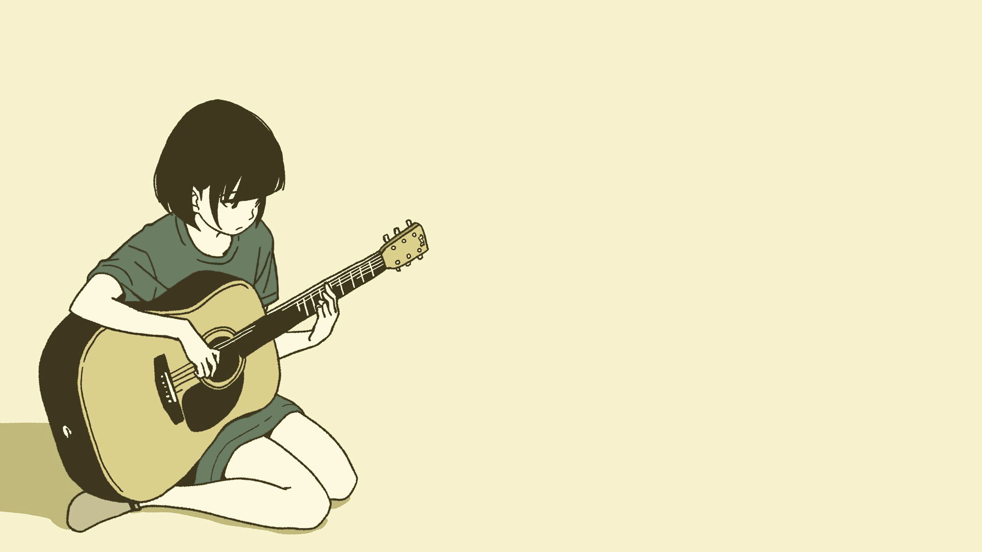 #guitar, #simple background, #anime girls, wallpaper