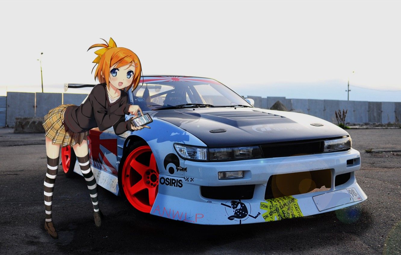 Wallpaper anime, girl, car, machine, madskillz, anime, jdm image