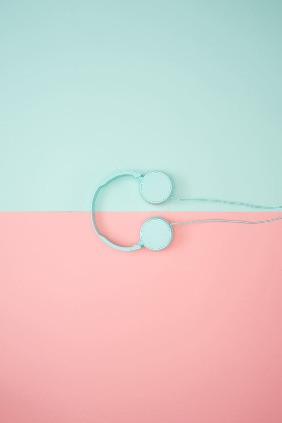 HD wallpaper: headphones, music, pastel colors, blue, pink