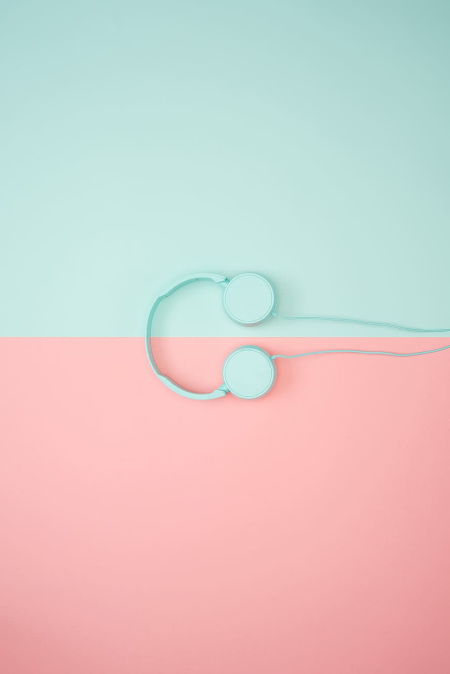 HD wallpaper: headphones, music, pastel colors, blue, pink, minimal, colorful