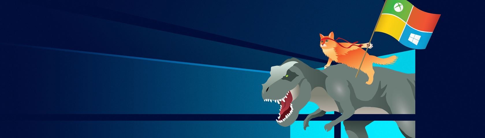 Windows 10 T Rex And Ninja Cat • Image • WallpaperFusion