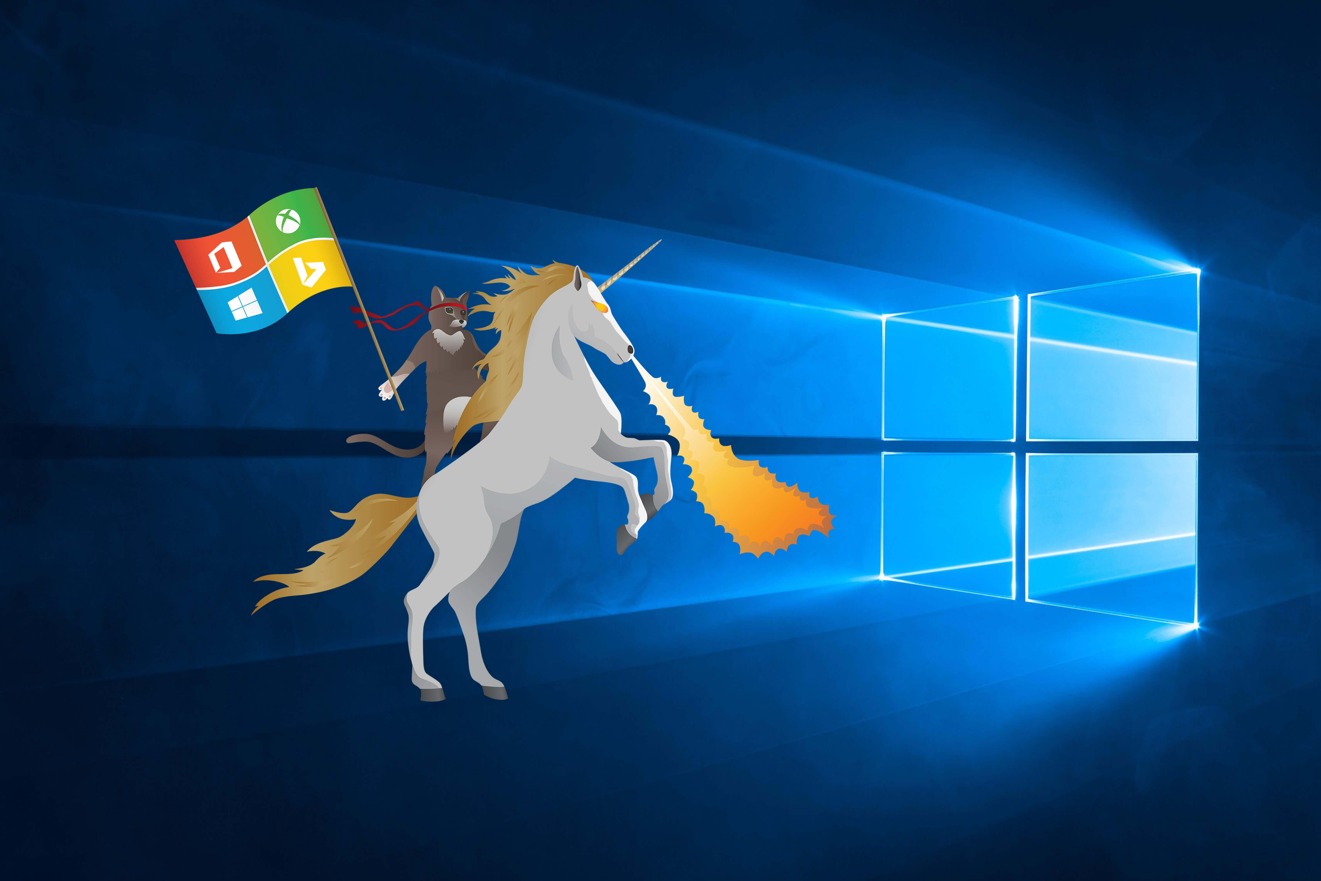 Ninja Cat Unicorn Windows 10 Hero by Michael Gillett. Wallpaper