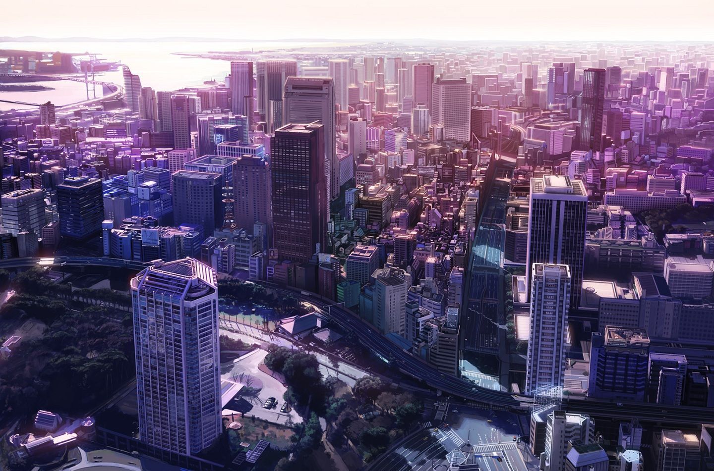 big city in purple shimmer. Manga, Médiums