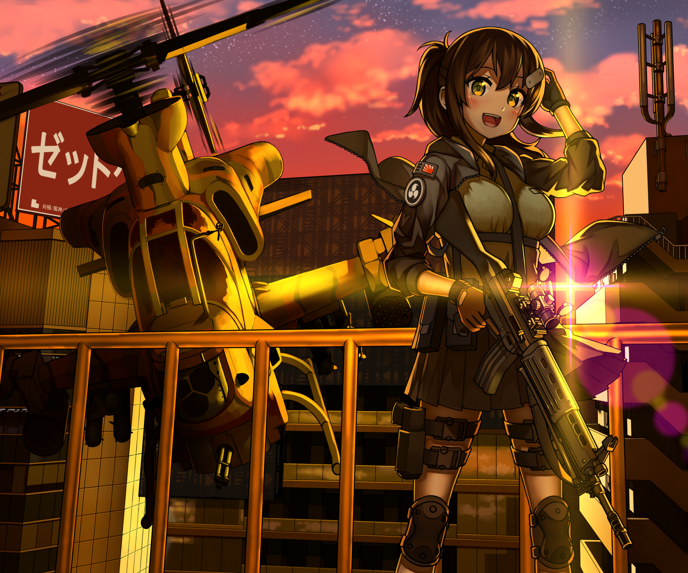 Download 2308x1920 Anime Girl, Soldier, Military Uniform