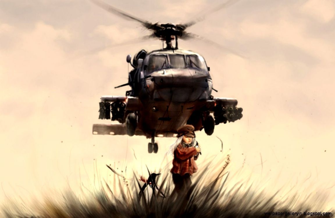 Girl, weapons, helicopter , section, anime helicopter HD wallpaper | Pxfuel