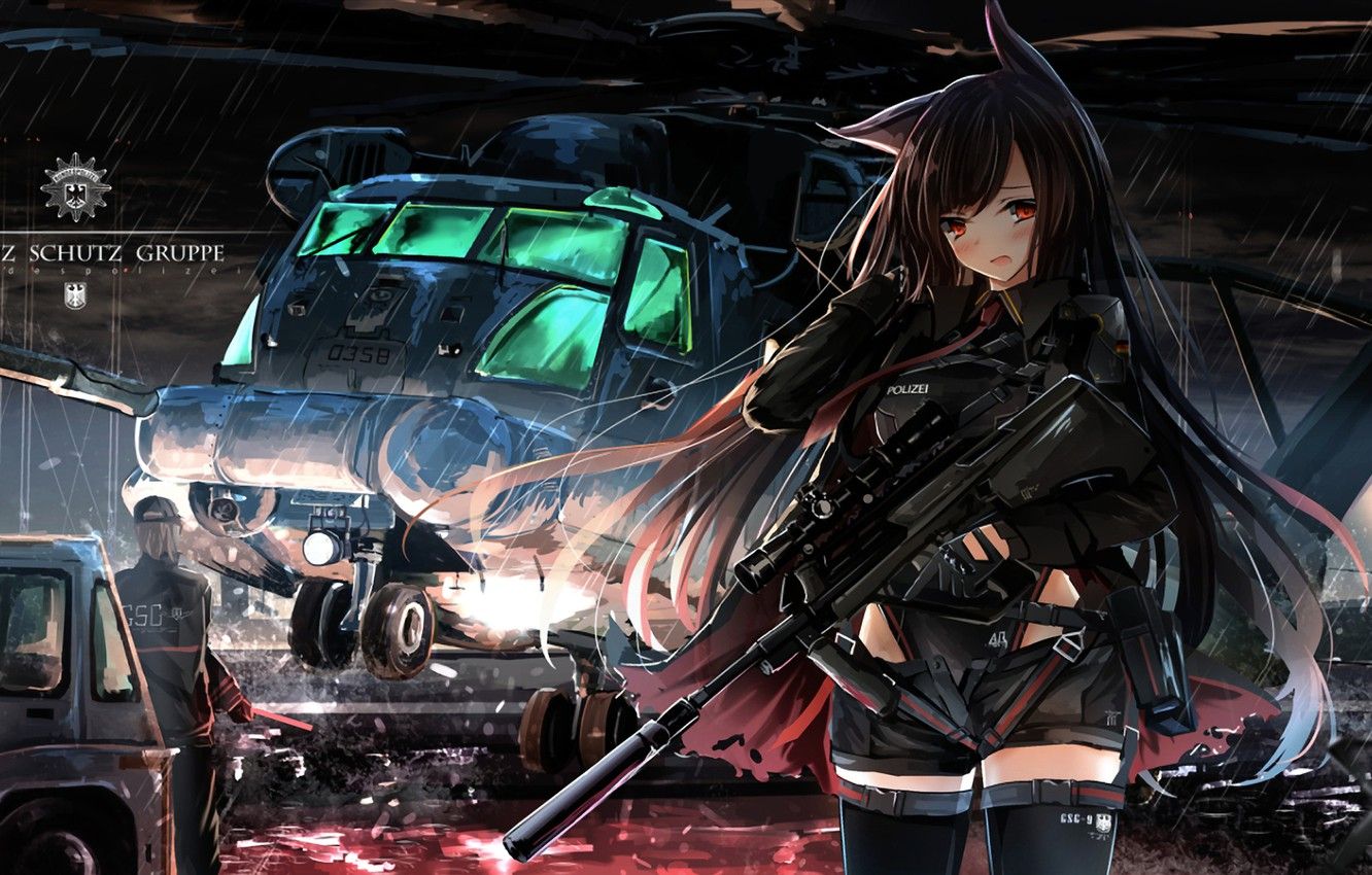 Wallpaper girl, weapons, helicopter image for desktop, section