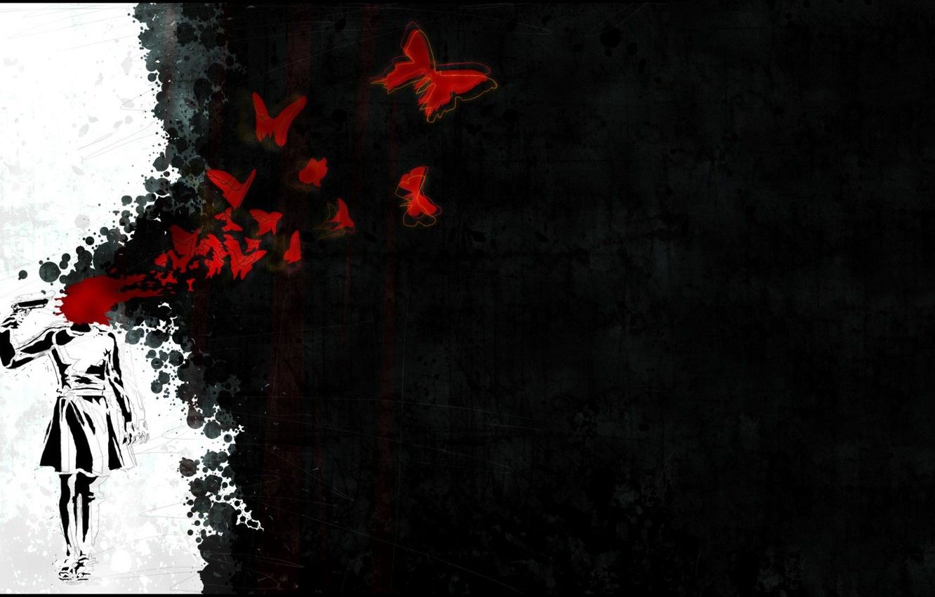 Wallpaper void, butterfly, blood, shot, Woman, picolet image