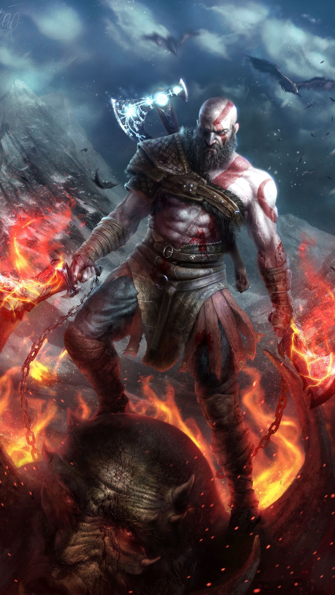 Kratos God of War Ragnarok Art 4K Wallpaper iPhone HD Phone 3561j