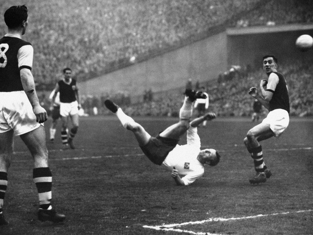 Uwe Seeler scored against Burnley in March 1961 at the Volkspart