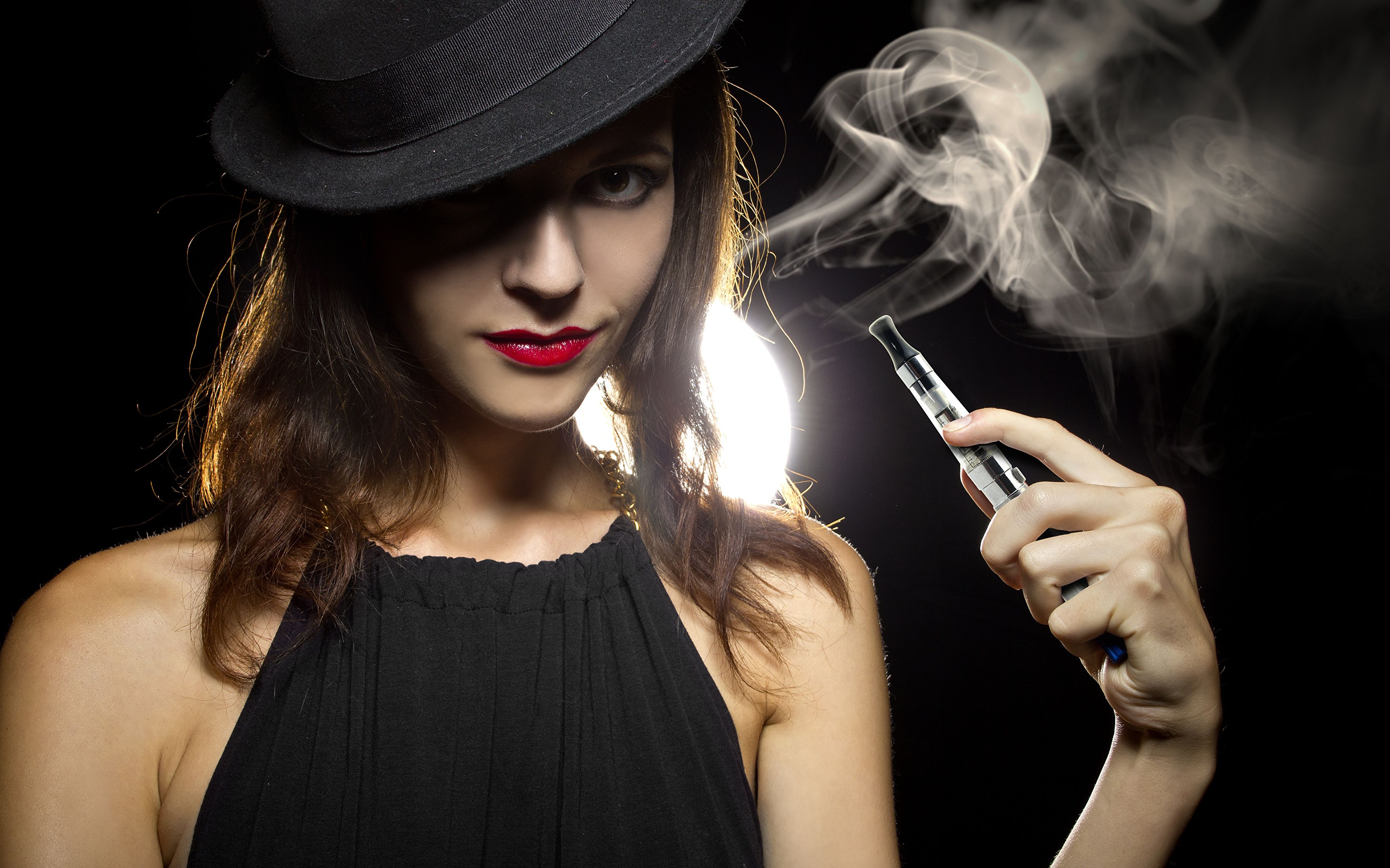 Image Brown haired Electronic cigarette vaping Hat young 3840x2400