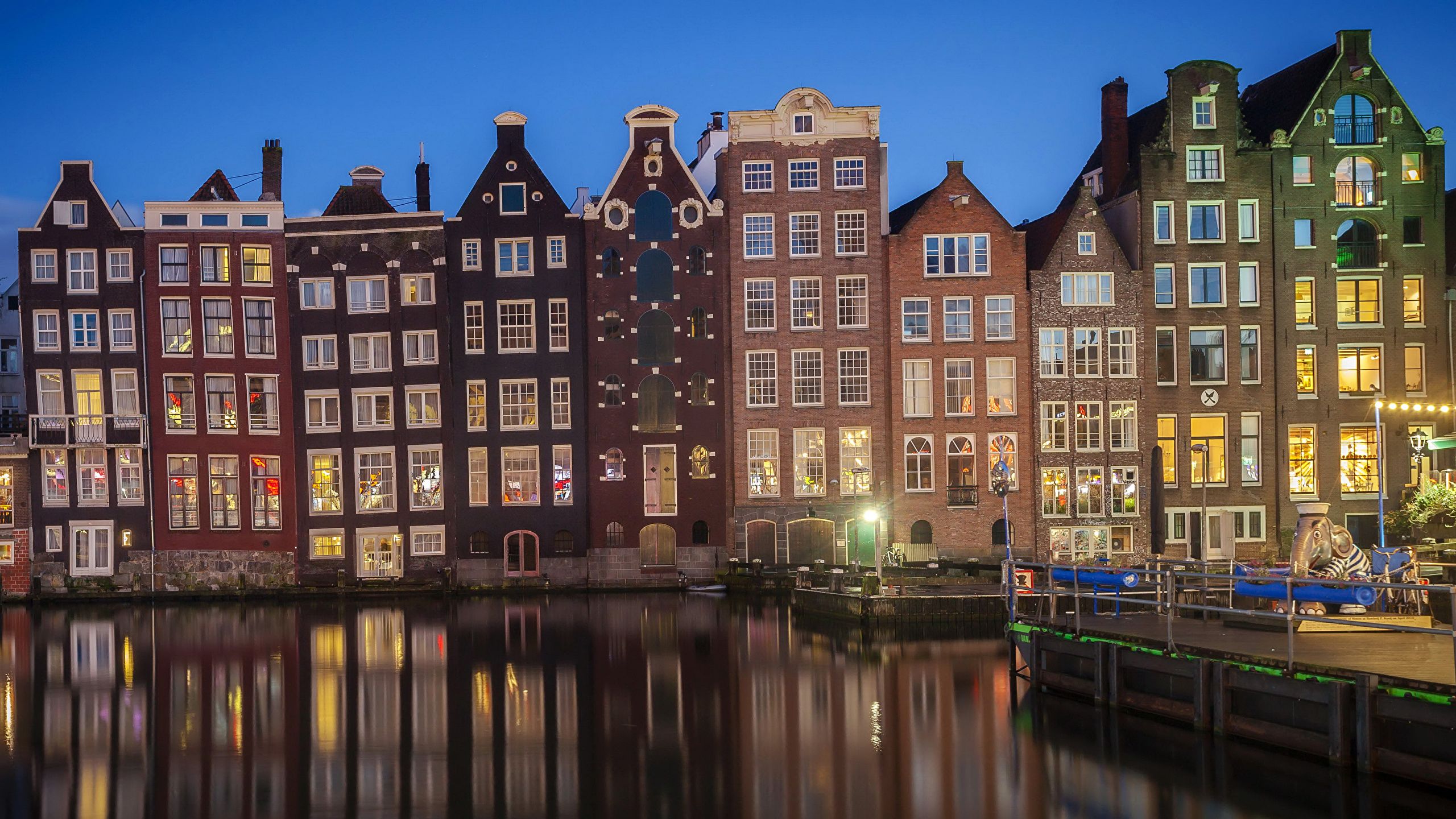 Wallpaper Amsterdam Netherlands Canal Evening Marinas 2560x1440
