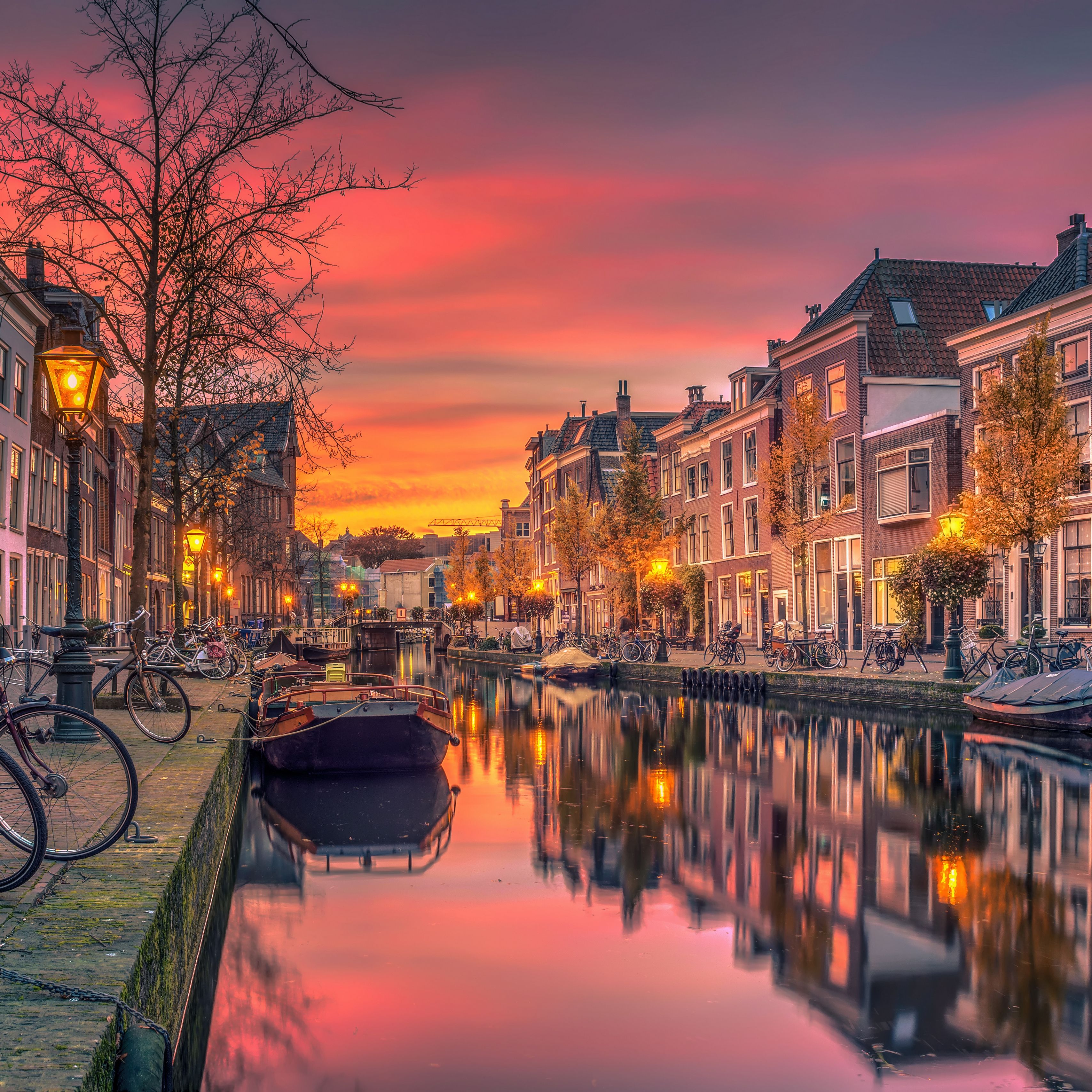 Download wallpaper 3415x3415 netherlands, holland, canal, river